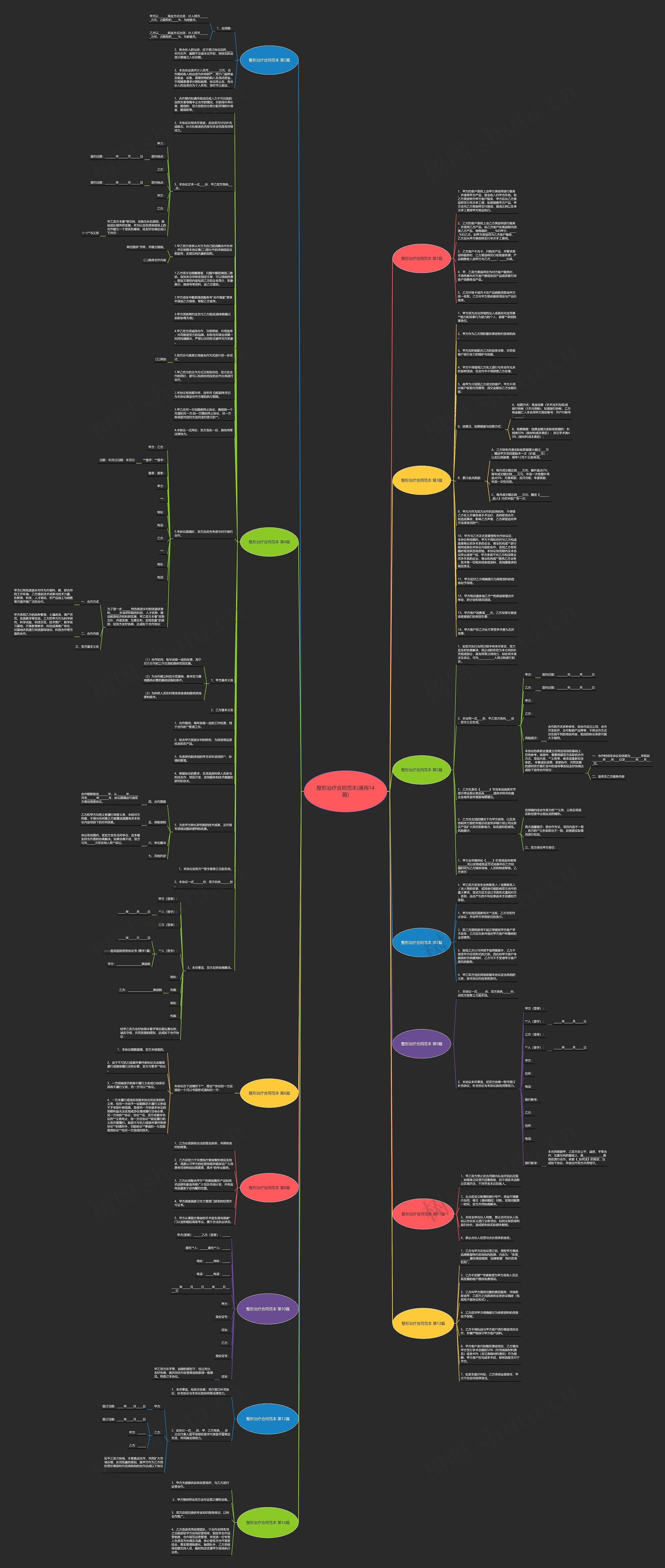 整形治疗合同范本(通用14篇)思维导图