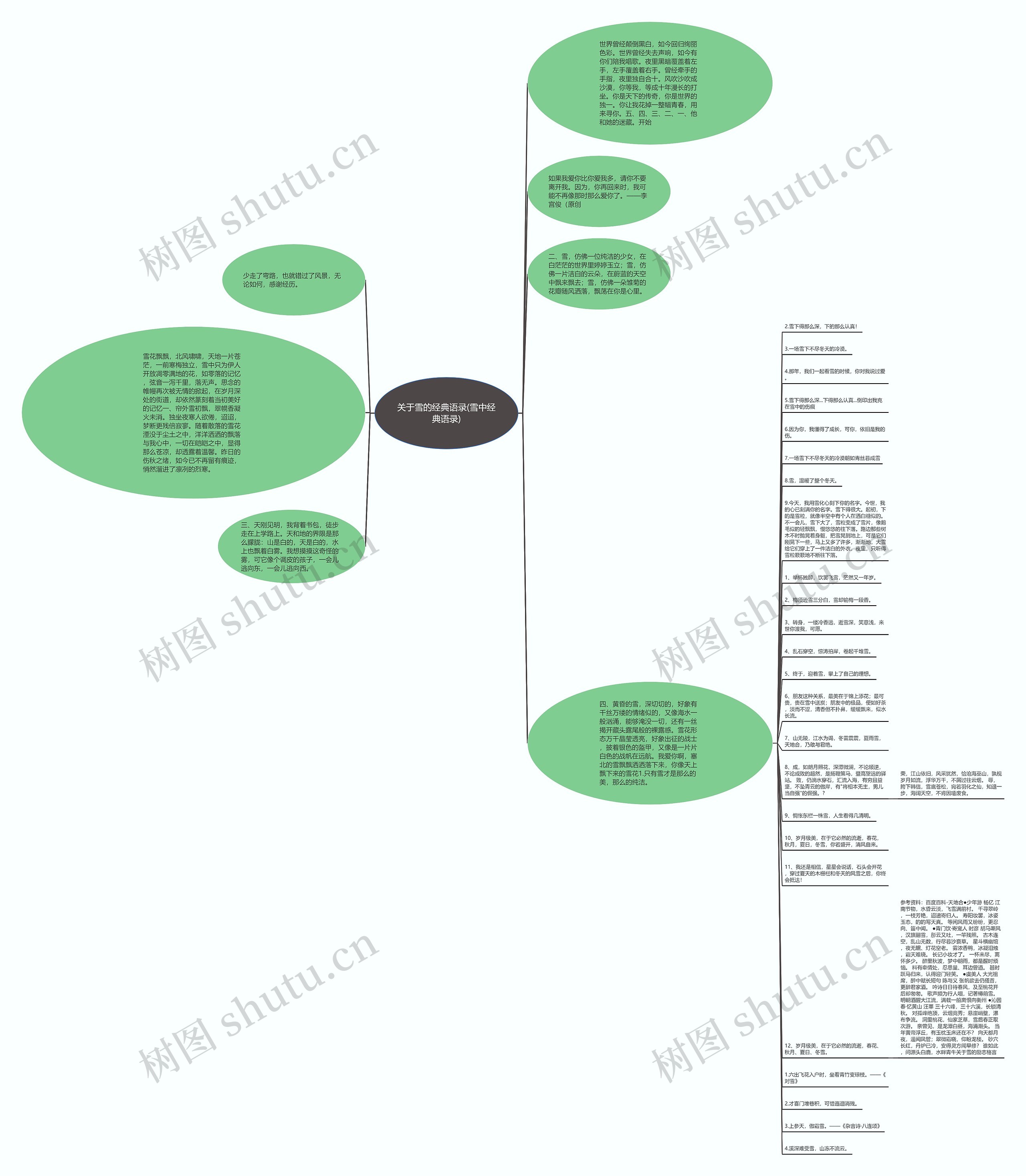 关于雪的经典语录(雪中经典语录)思维导图