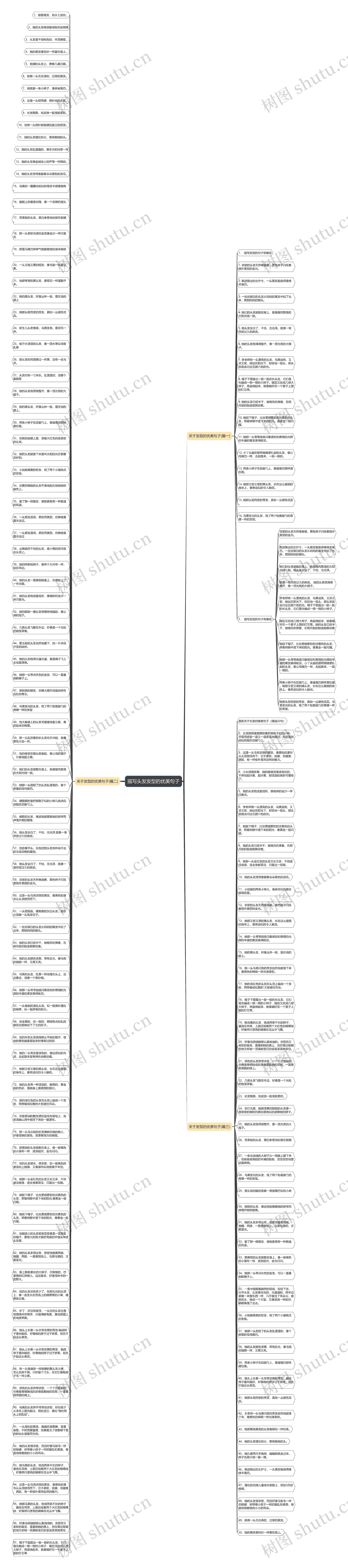描写头发发型的优美句子思维导图