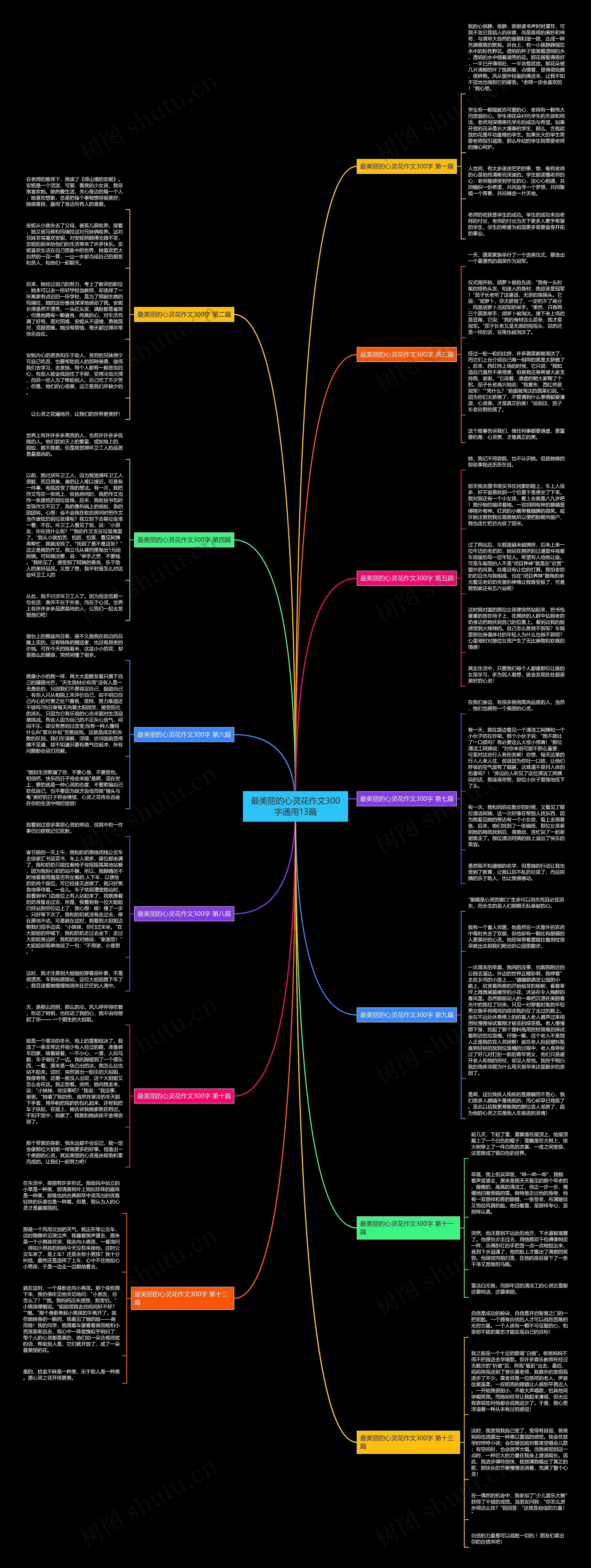 最美丽的心灵花作文300字通用13篇思维导图
