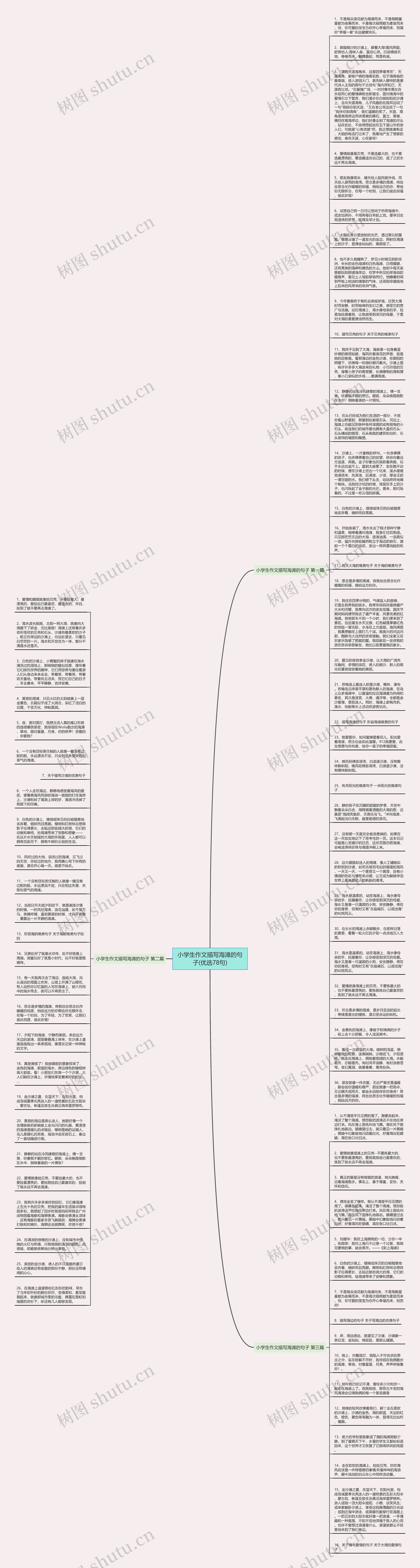 小学生作文描写海滩的句子(优选78句)思维导图