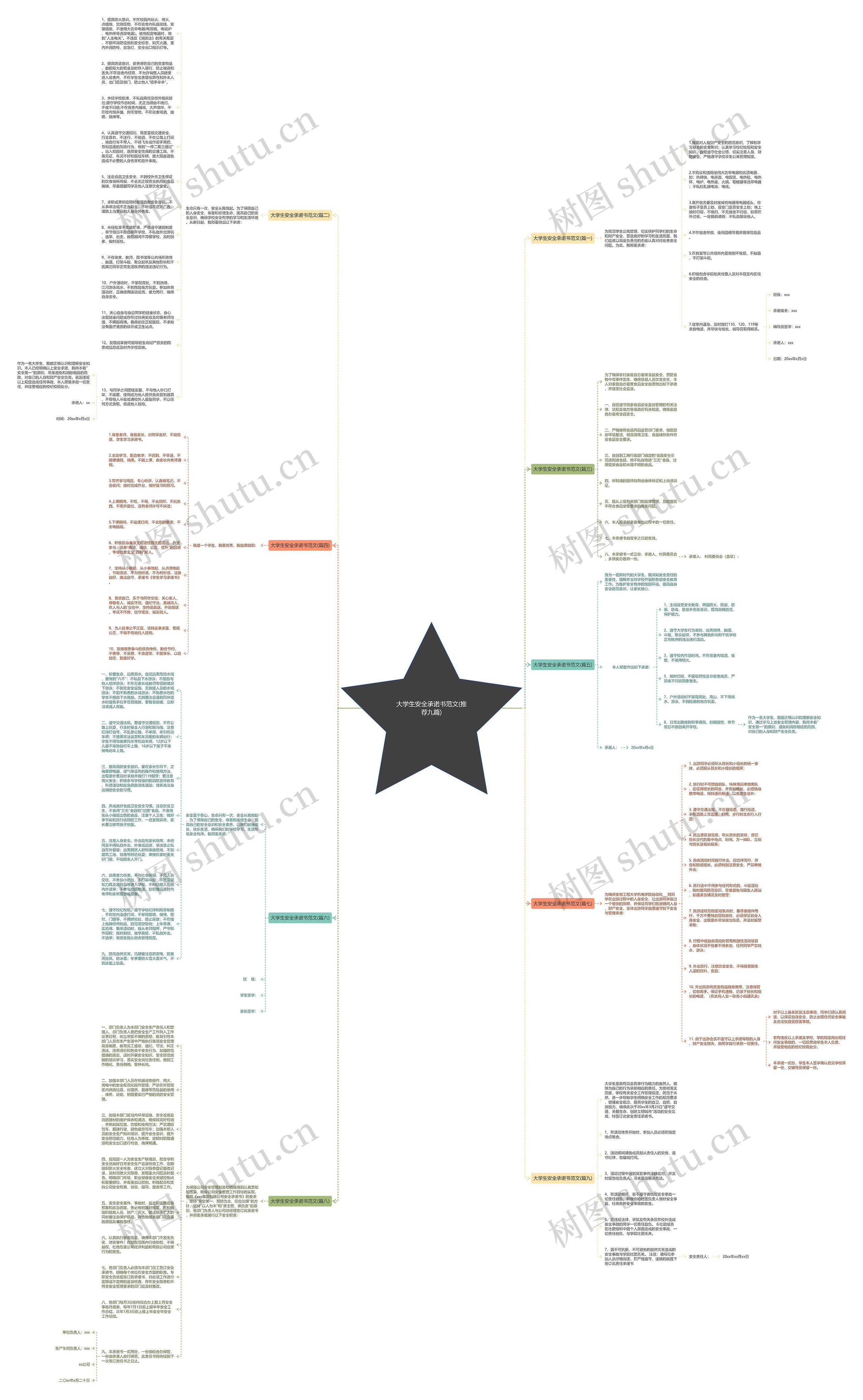 大学生安全承诺书范文(推荐九篇)思维导图