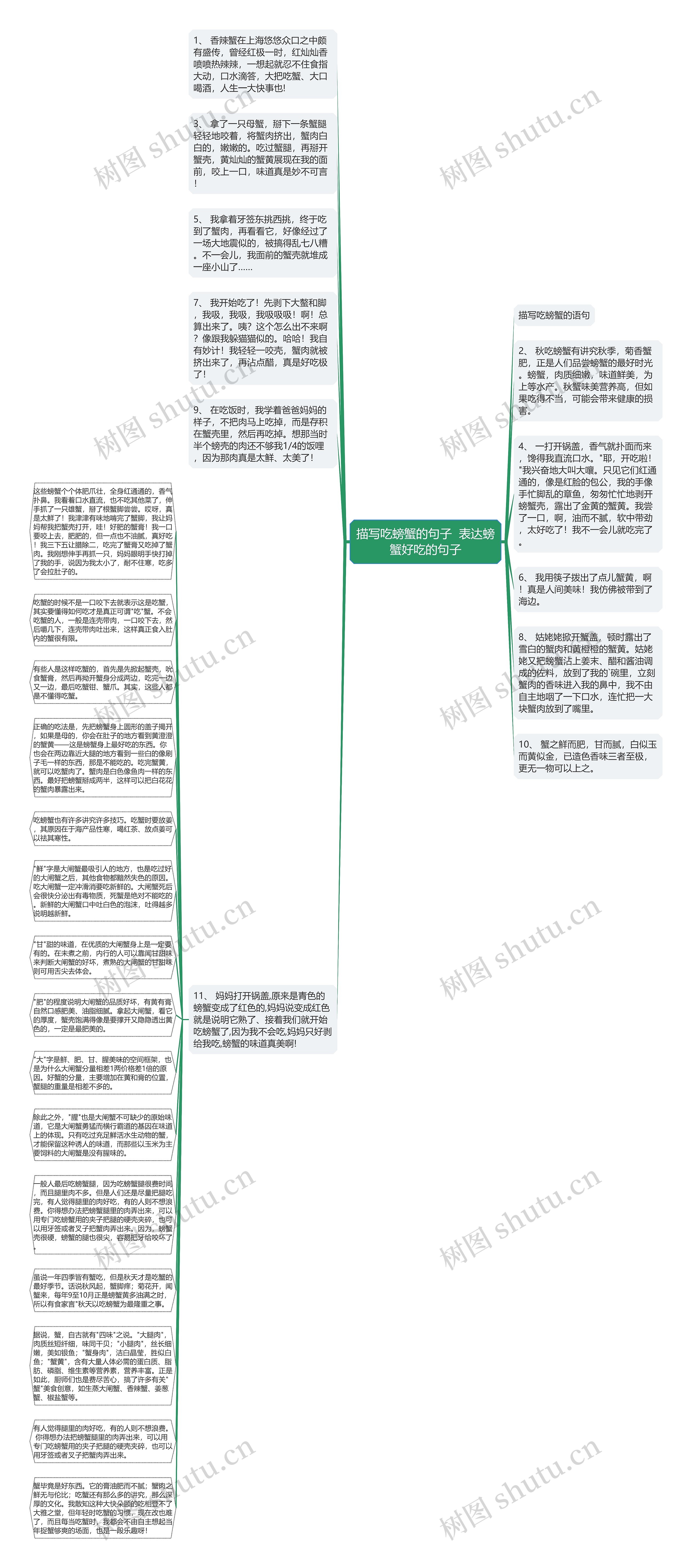 描写吃螃蟹的句子  表达螃蟹好吃的句子思维导图