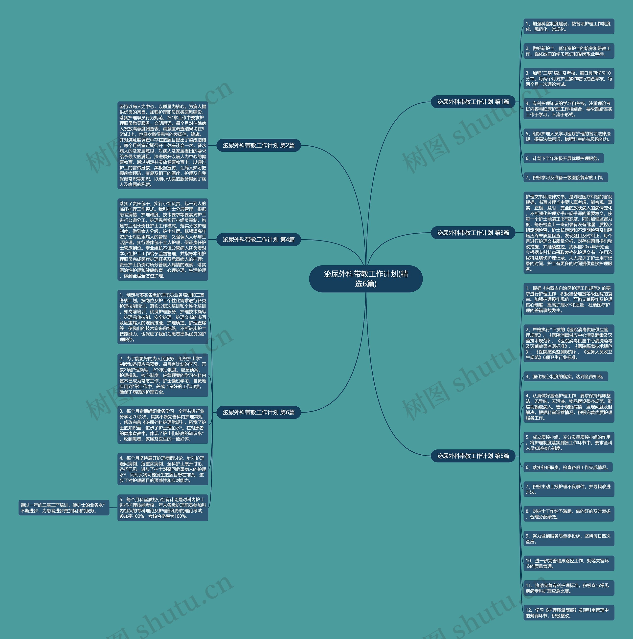 泌尿外科带教工作计划(精选6篇)思维导图