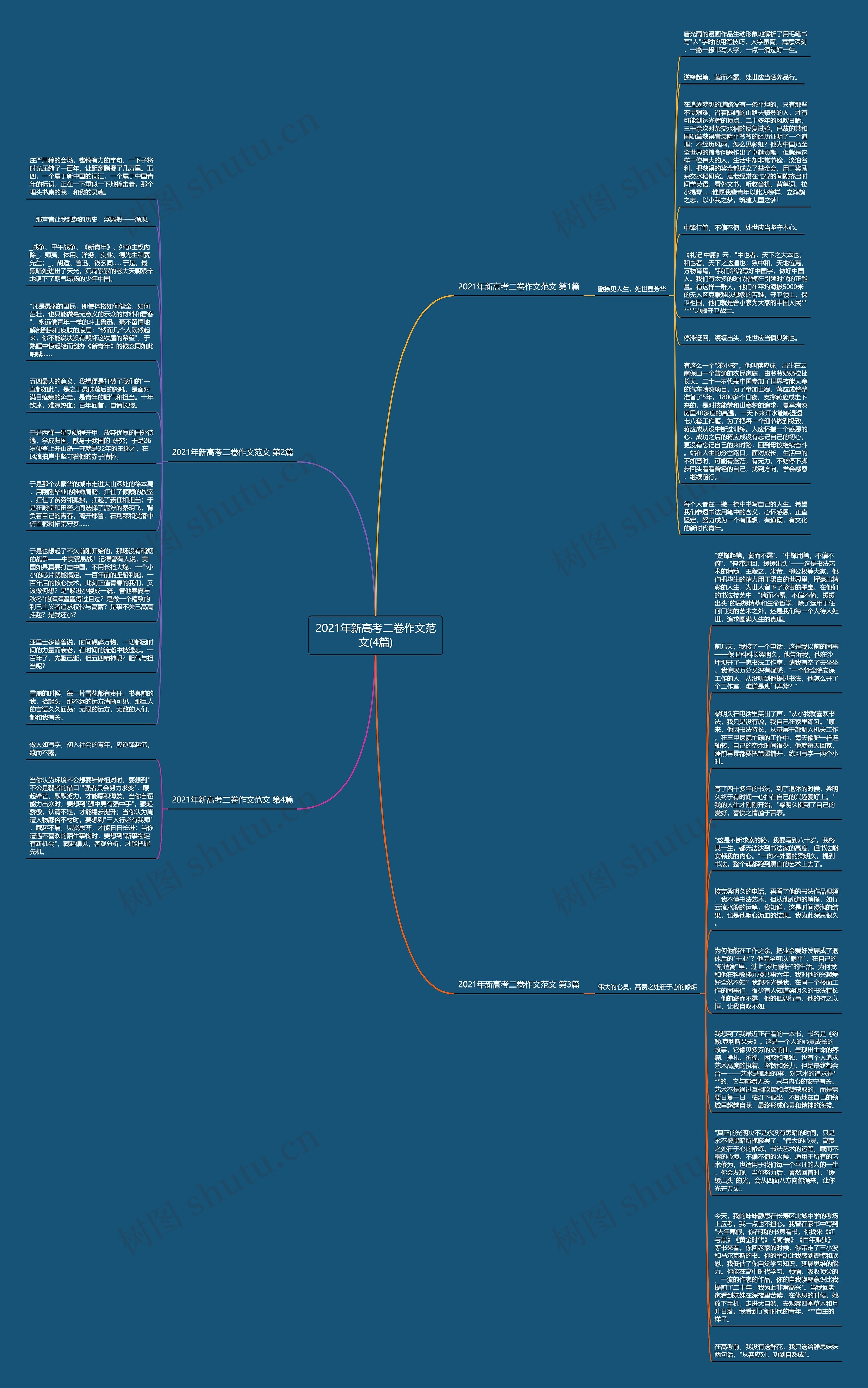 2021年新高考二卷作文范文(4篇)思维导图