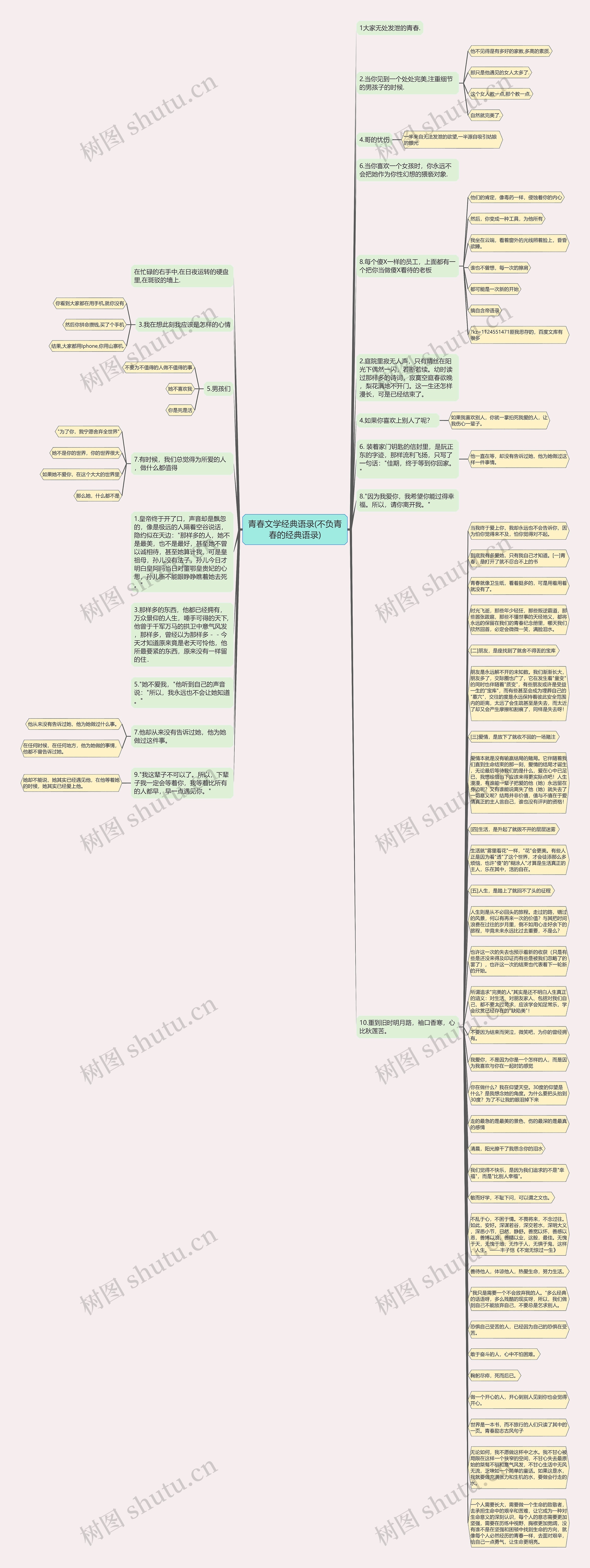 青春文学经典语录(不负青春的经典语录)思维导图高清图 青春文学经典语录(不负青春的经典语录)思维导图