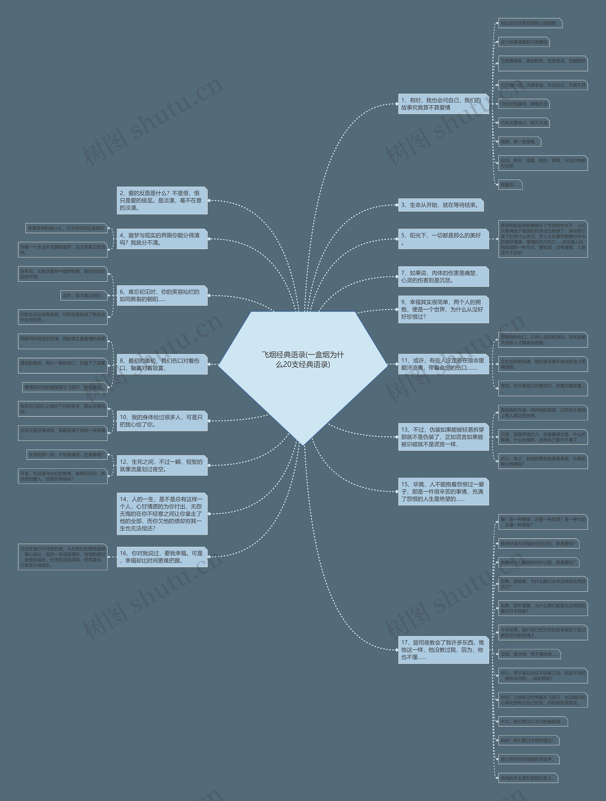飞烟经典语录(一盒烟为什么20支经典语录)思维导图