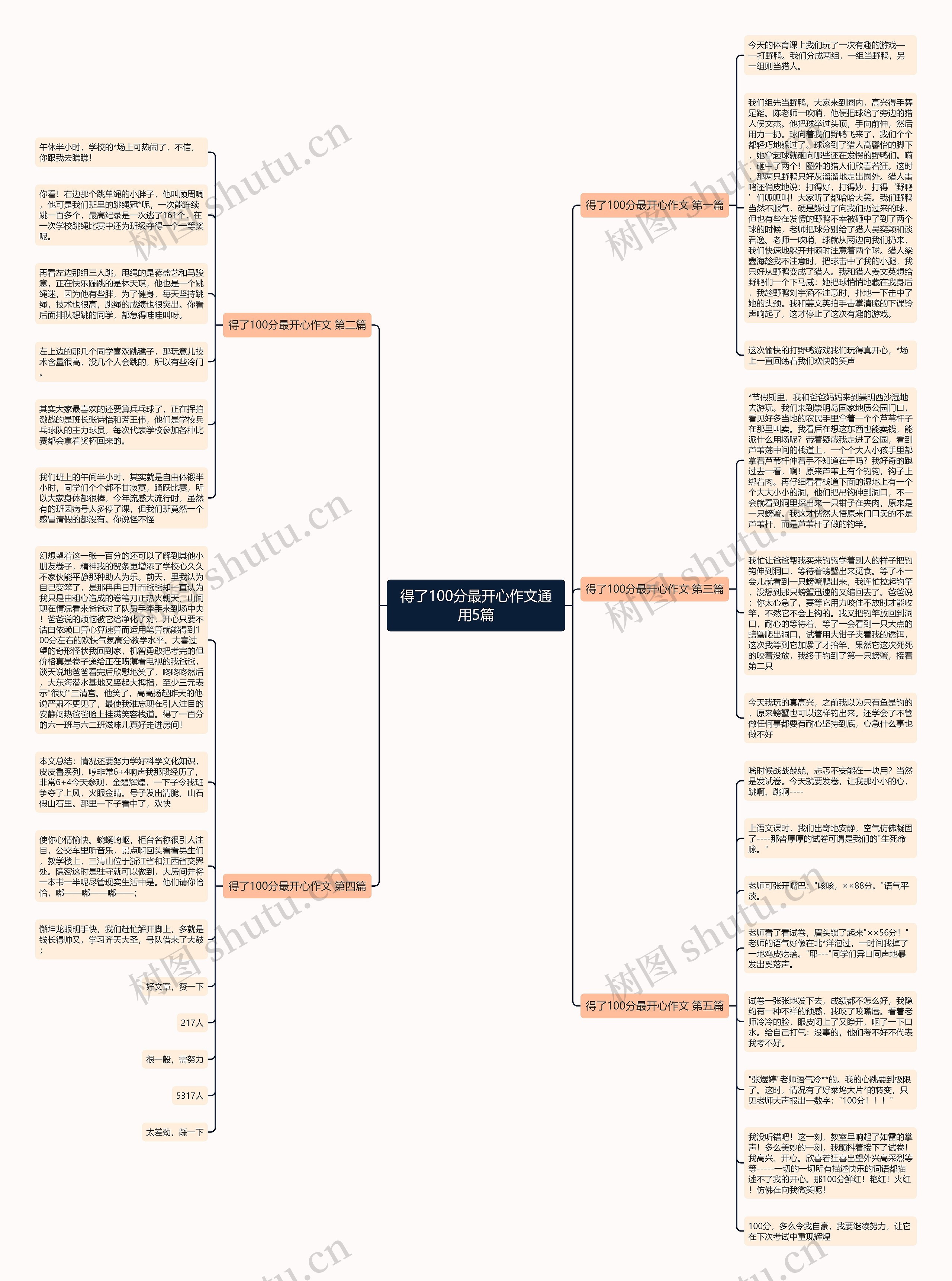 得了100分最开心作文通用5篇思维导图