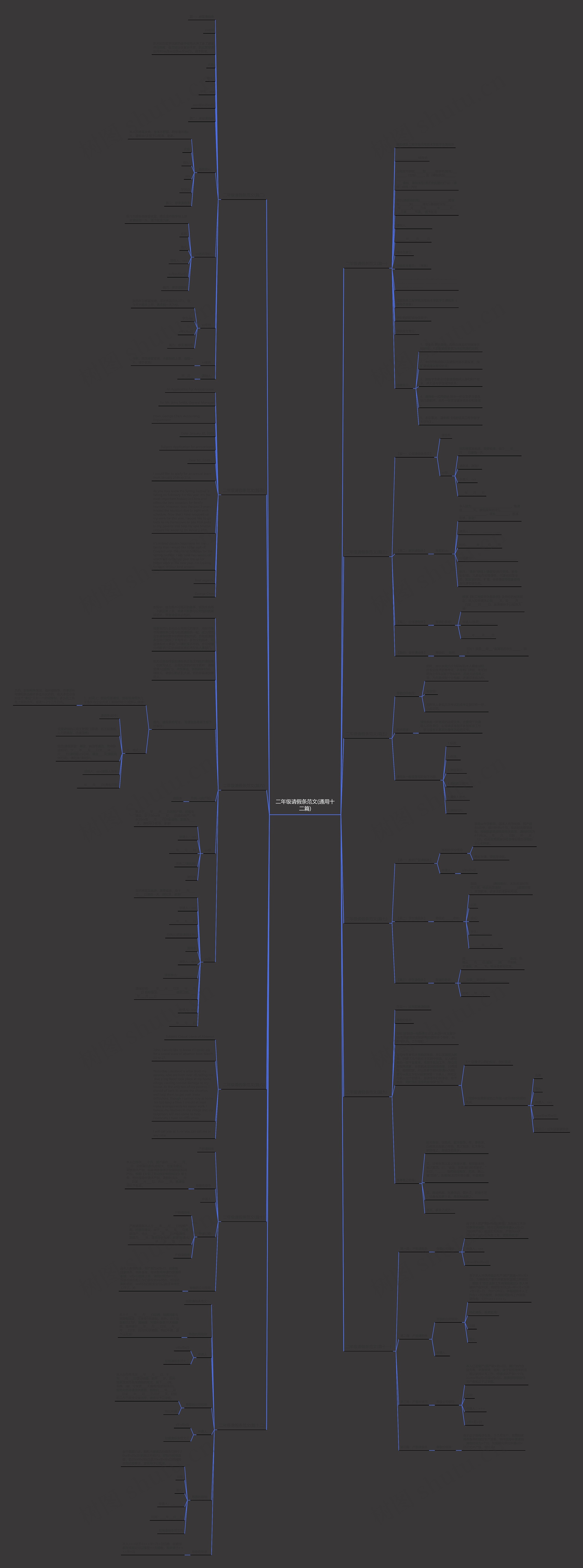 二年级请假条范文(通用十二篇)思维导图