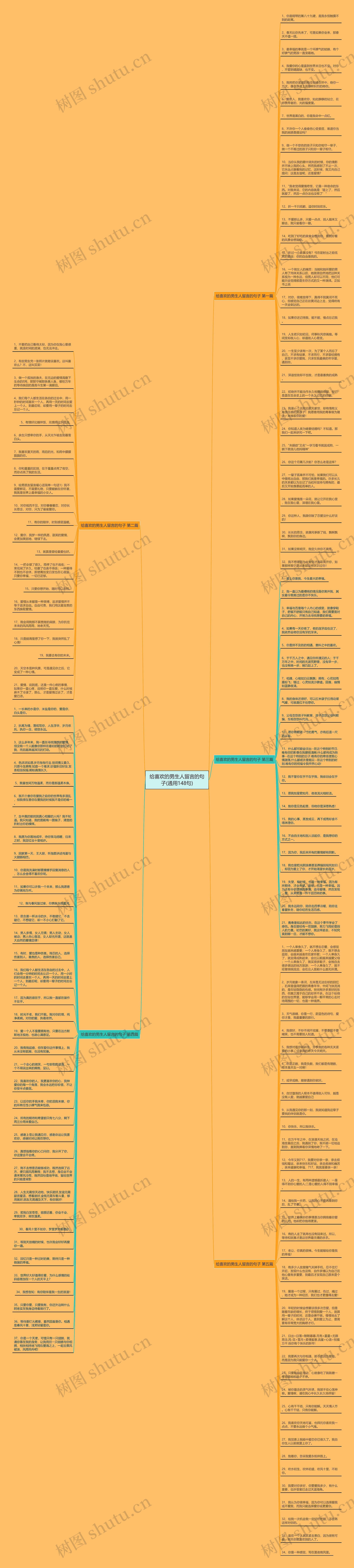 给喜欢的男生人留言的句子(通用148句)思维导图