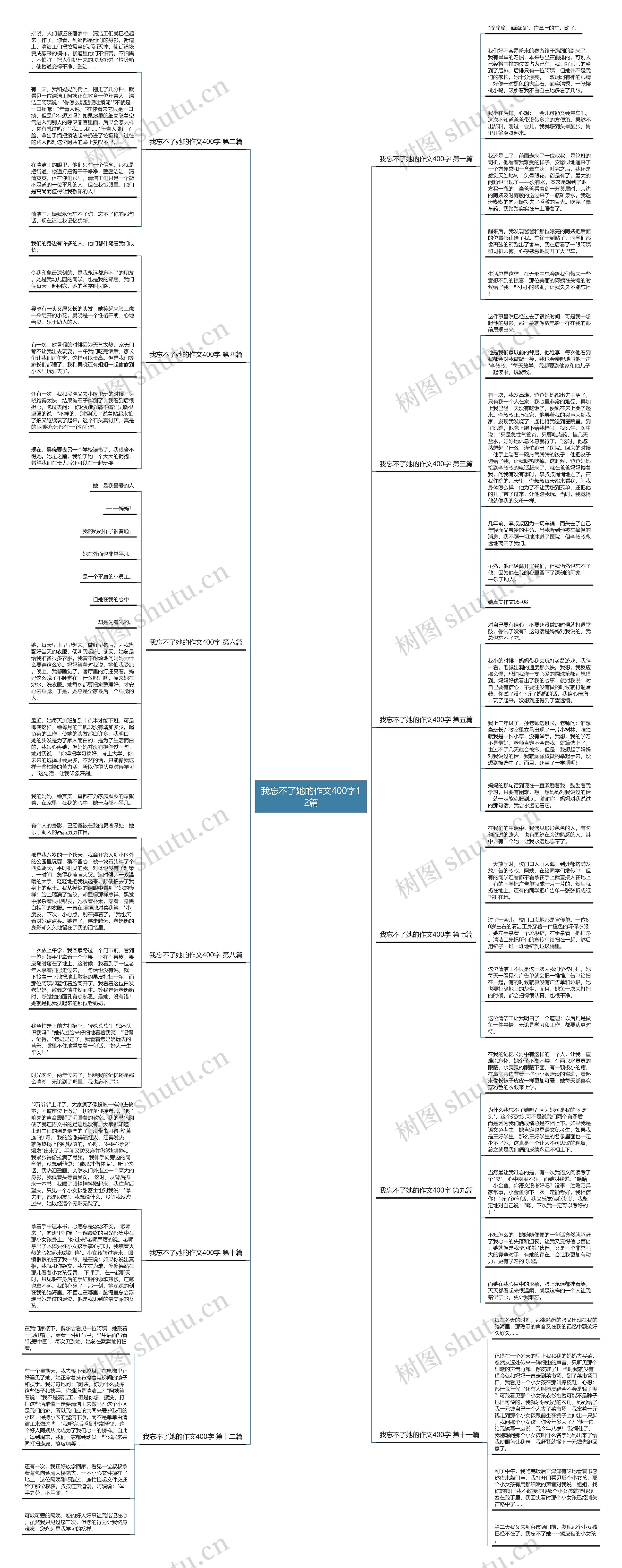 我忘不了她的作文400字12篇思维导图