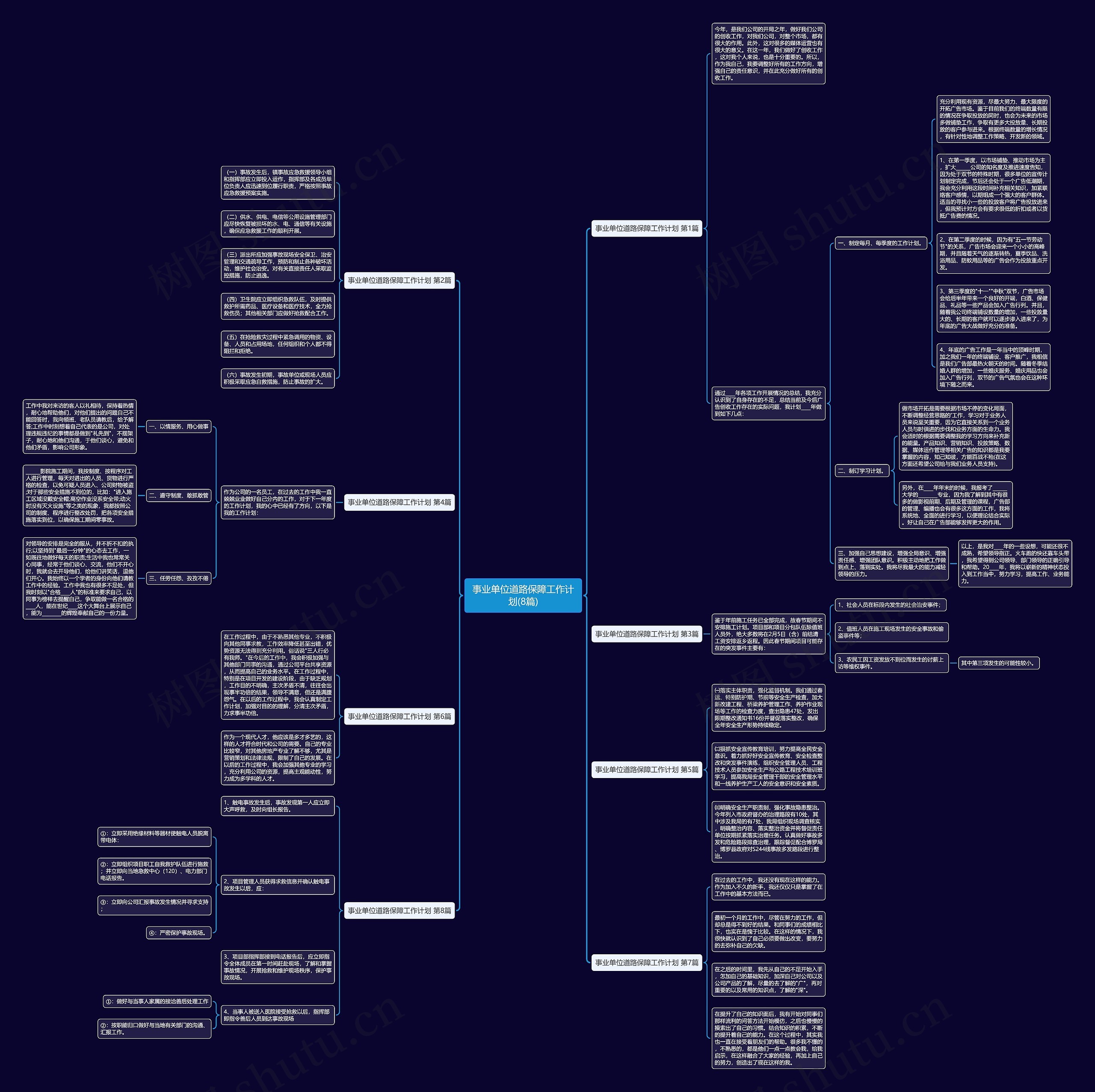事业单位道路保障工作计划(8篇)思维导图