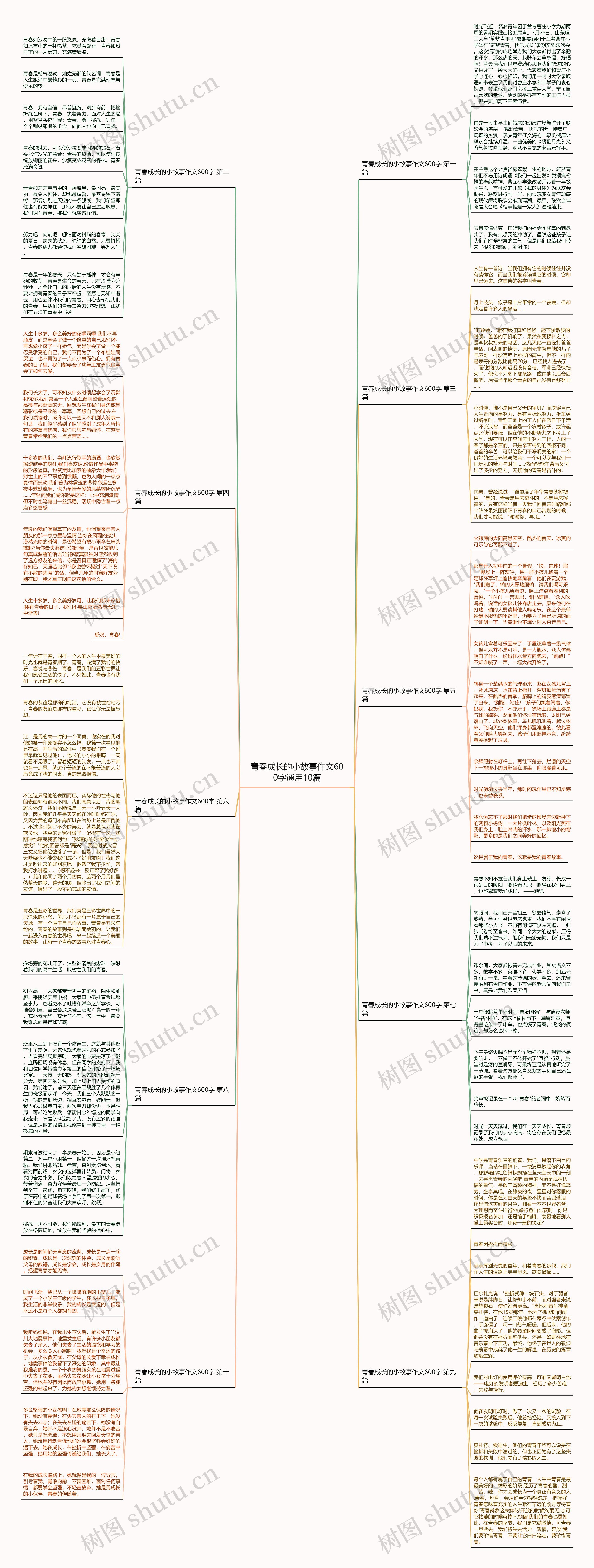 青春成长的小故事作文600字通用10篇思维导图