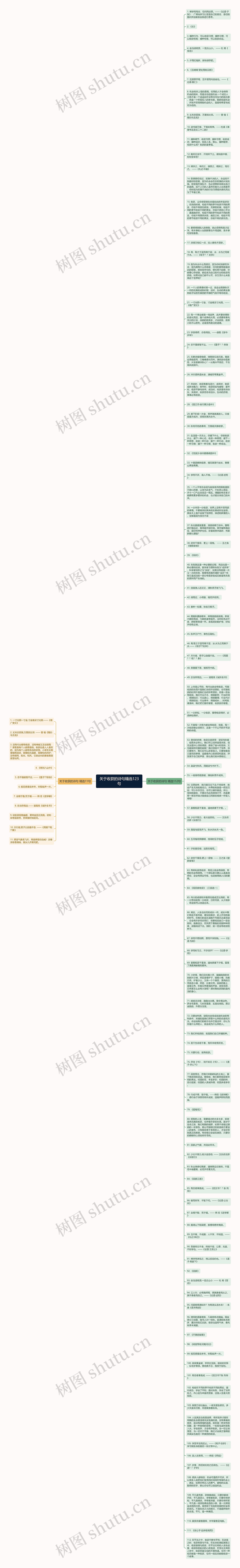 关于收获的诗句精选123句思维导图