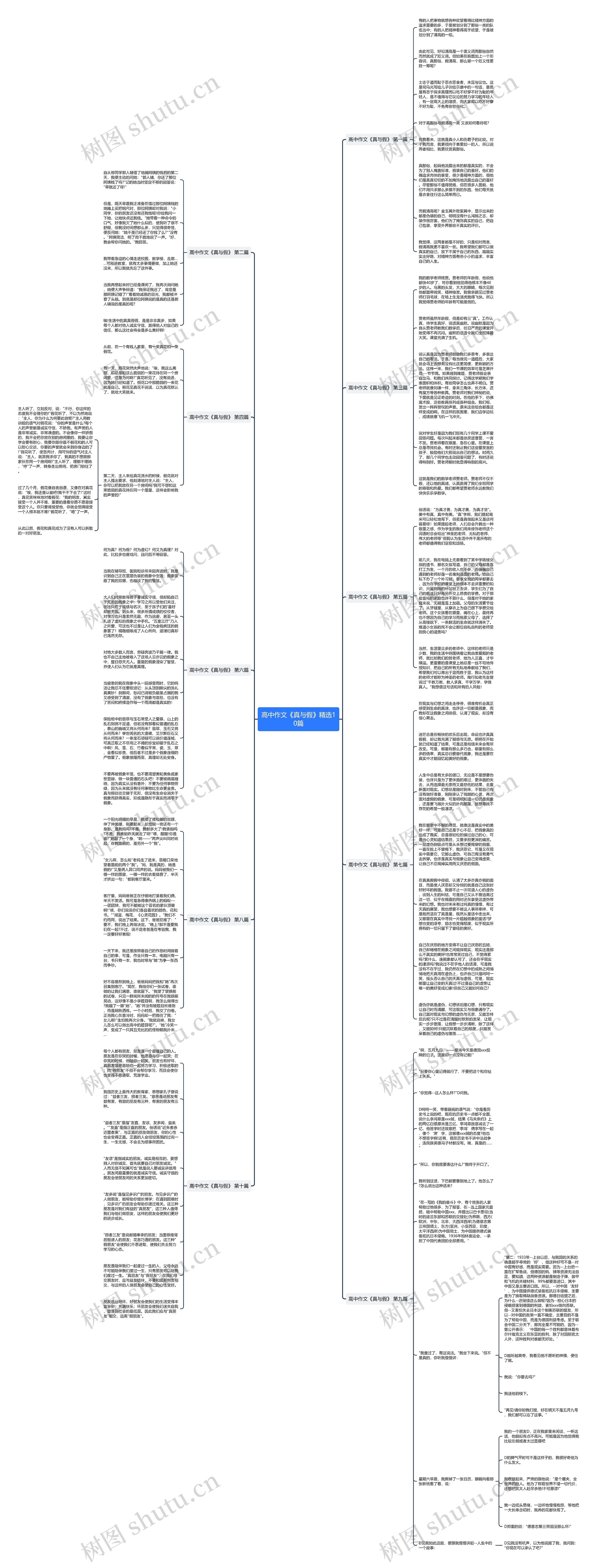 高中作文《真与假》精选10篇思维导图