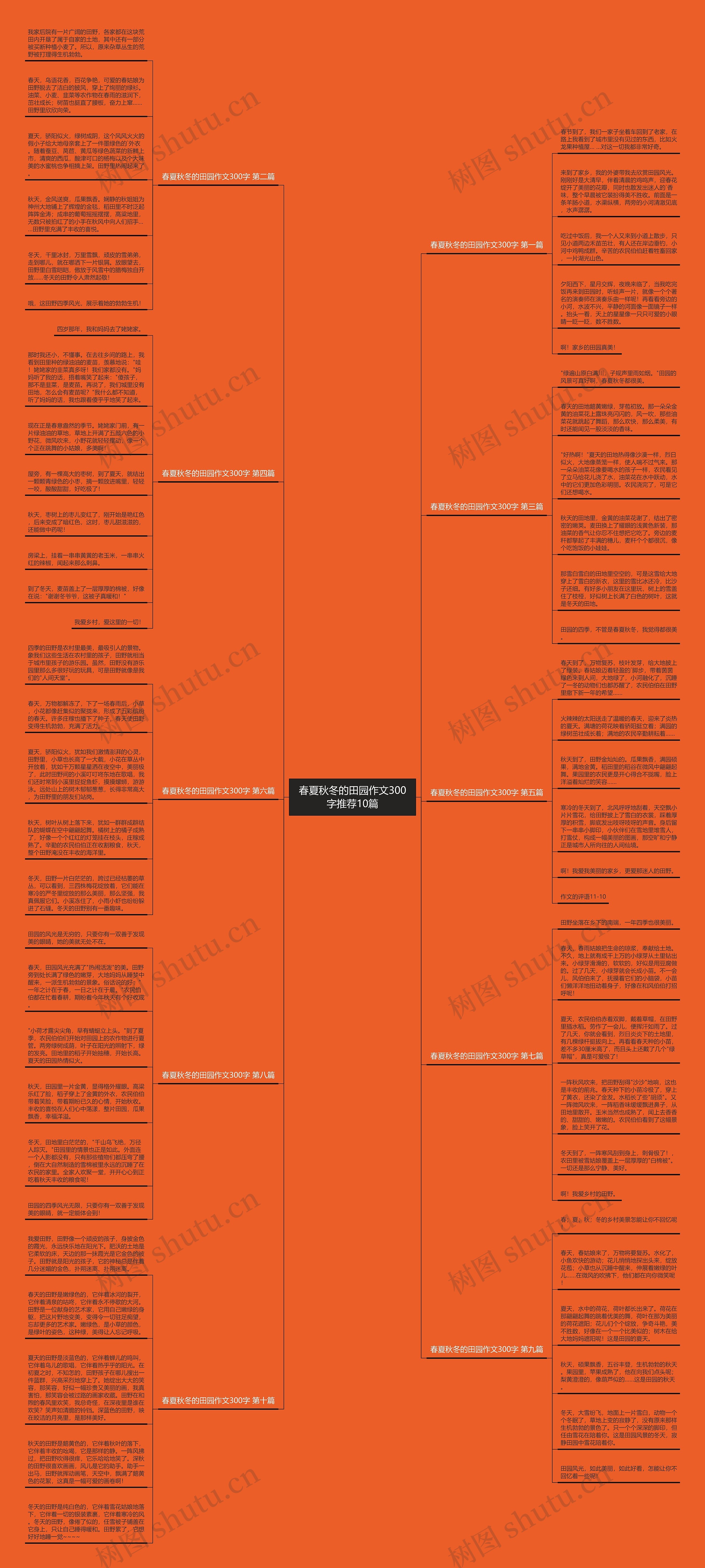 春夏秋冬的田园作文300字推荐10篇思维导图