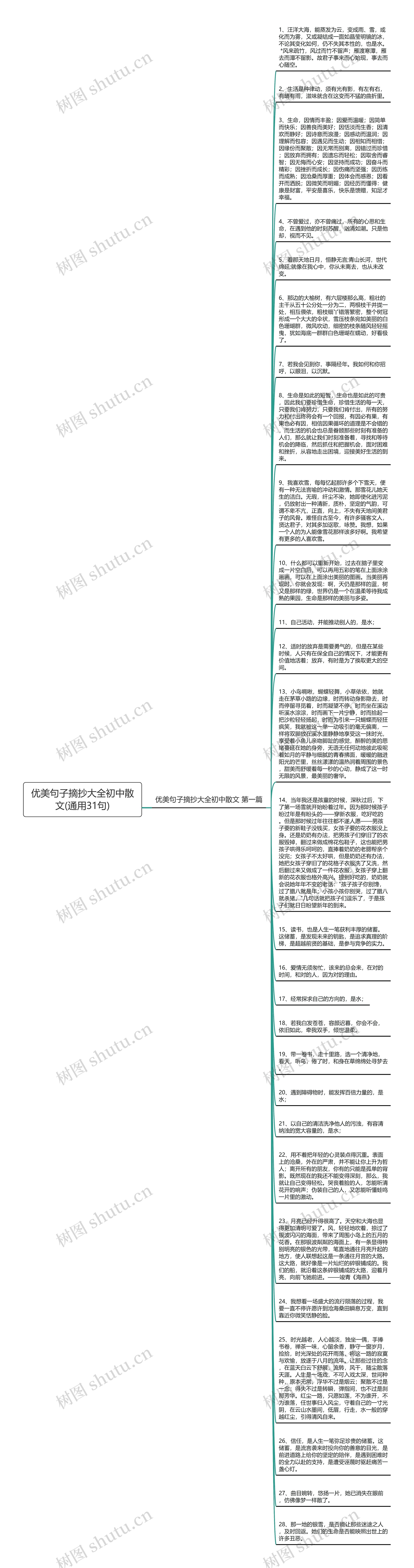 优美句子摘抄大全初中散文(通用31句)思维导图