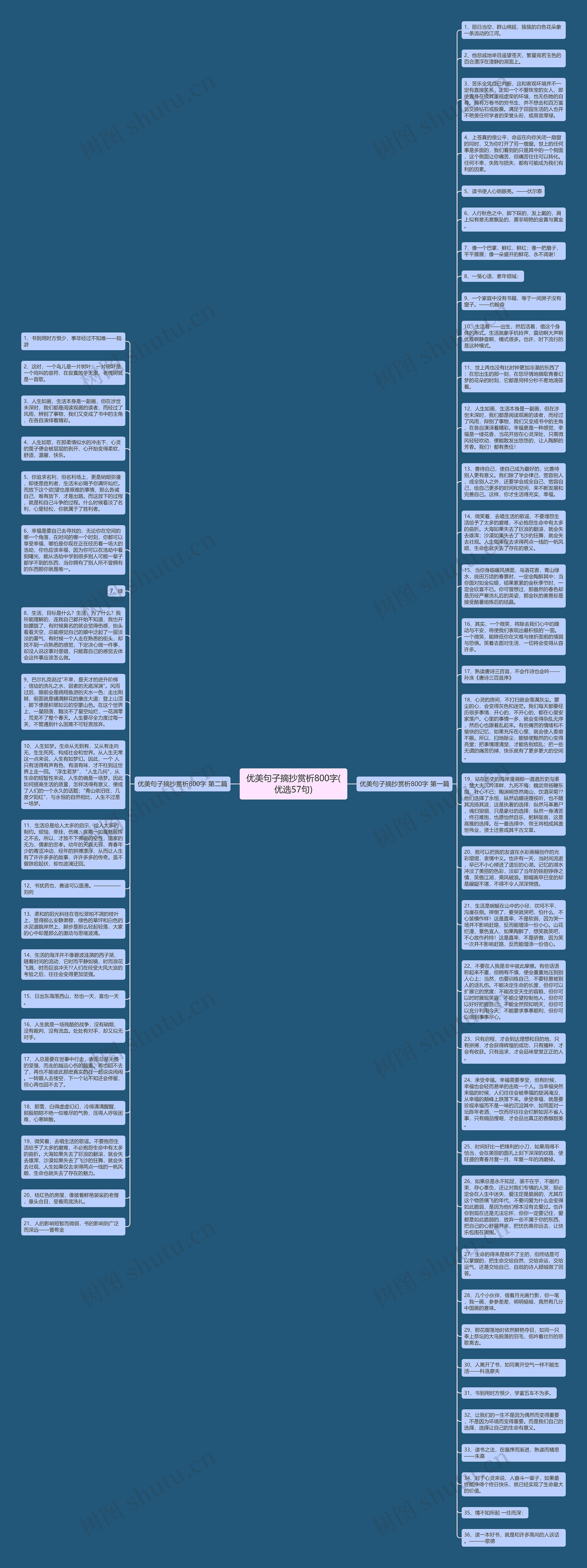 优美句子摘抄赏析800字(优选57句)思维导图