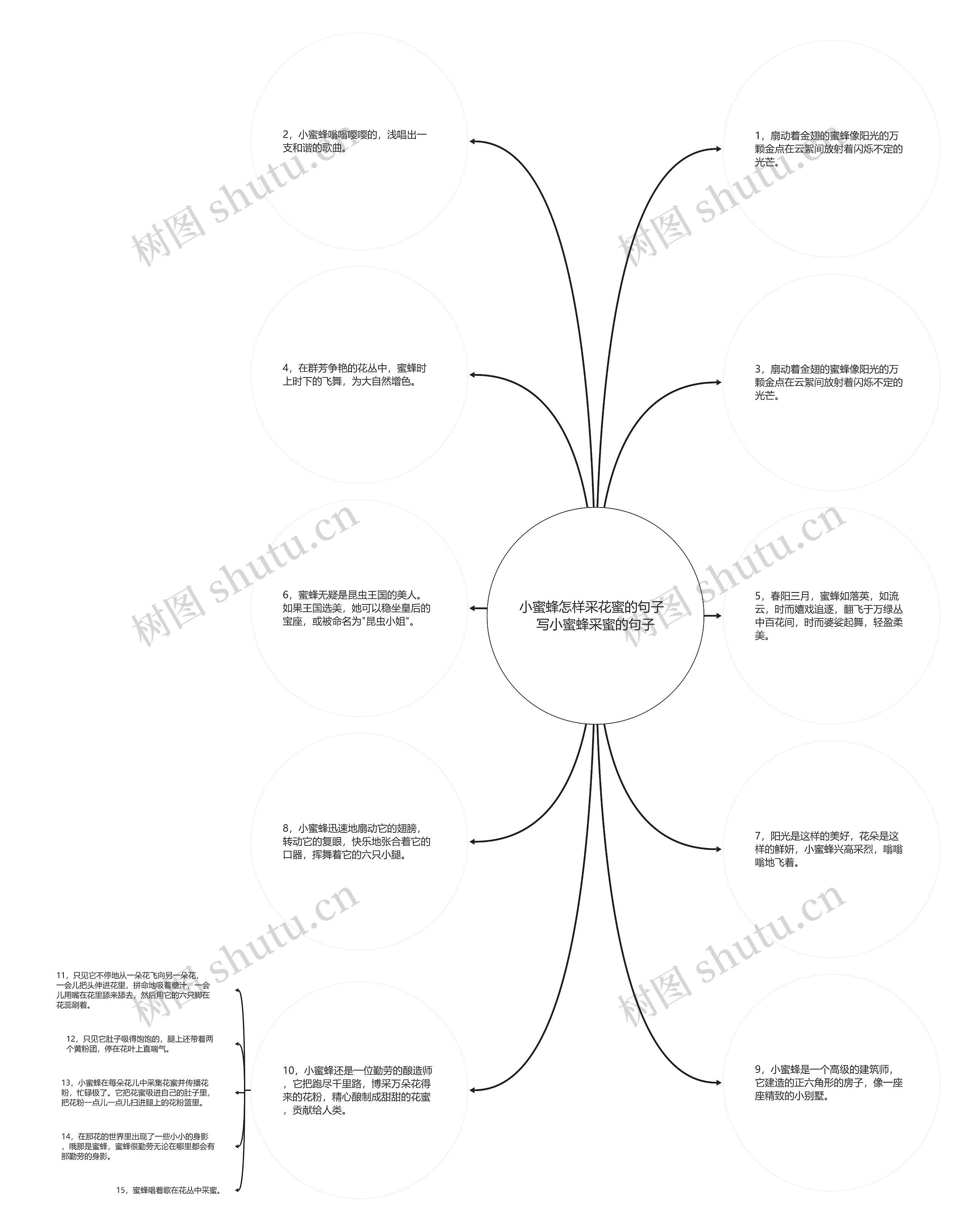 小蜜蜂怎样采花蜜的句子  写小蜜蜂采蜜的句子思维导图