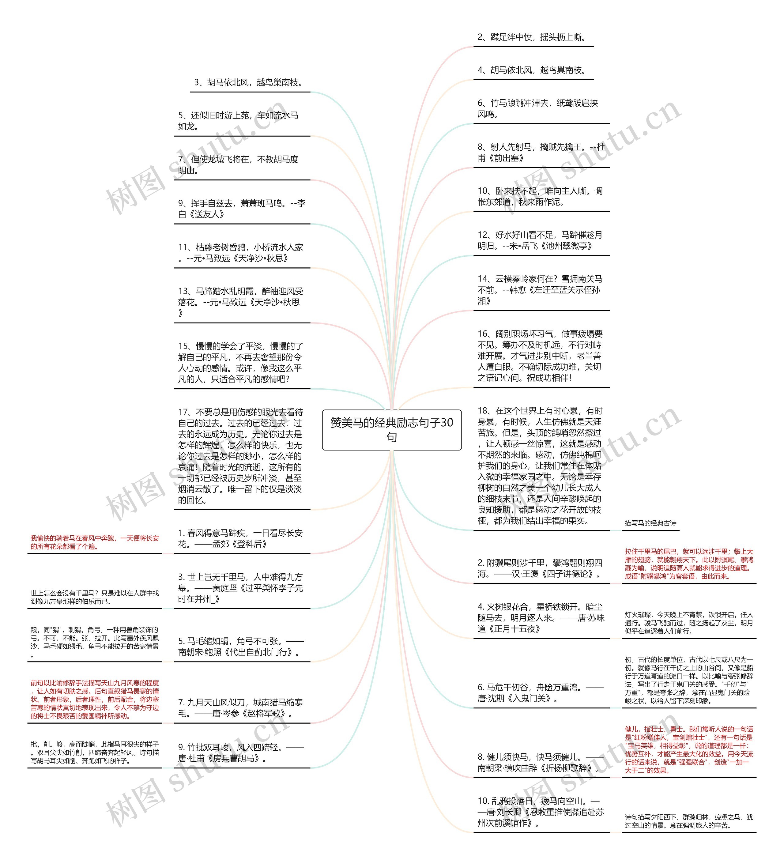 赞美马的经典励志句子30句思维导图