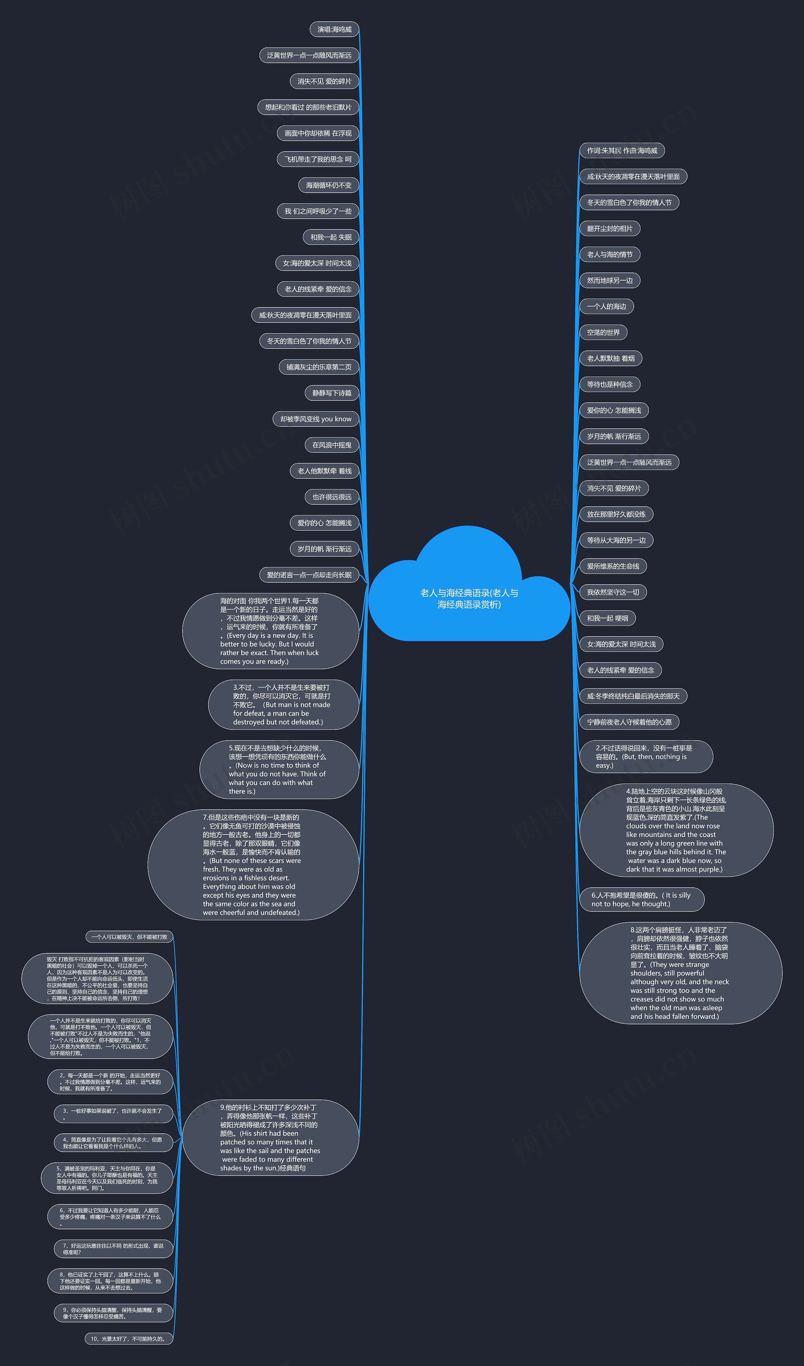 老人与海经典语录(老人与海经典语录赏析)思维导图