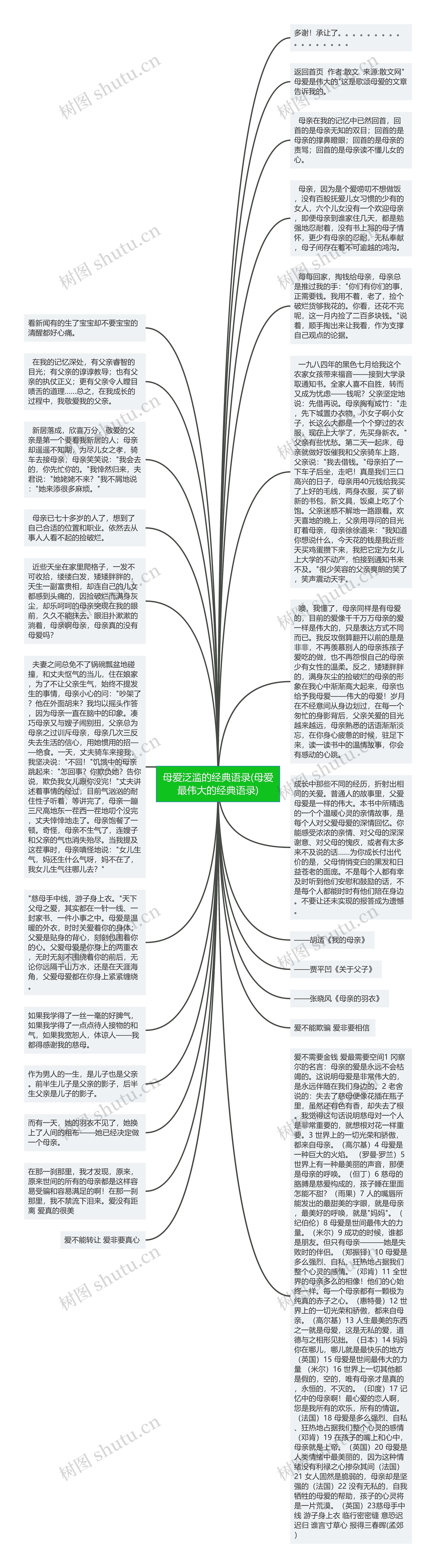 母爱泛滥的经典语录(母爱最伟大的经典语录)思维导图