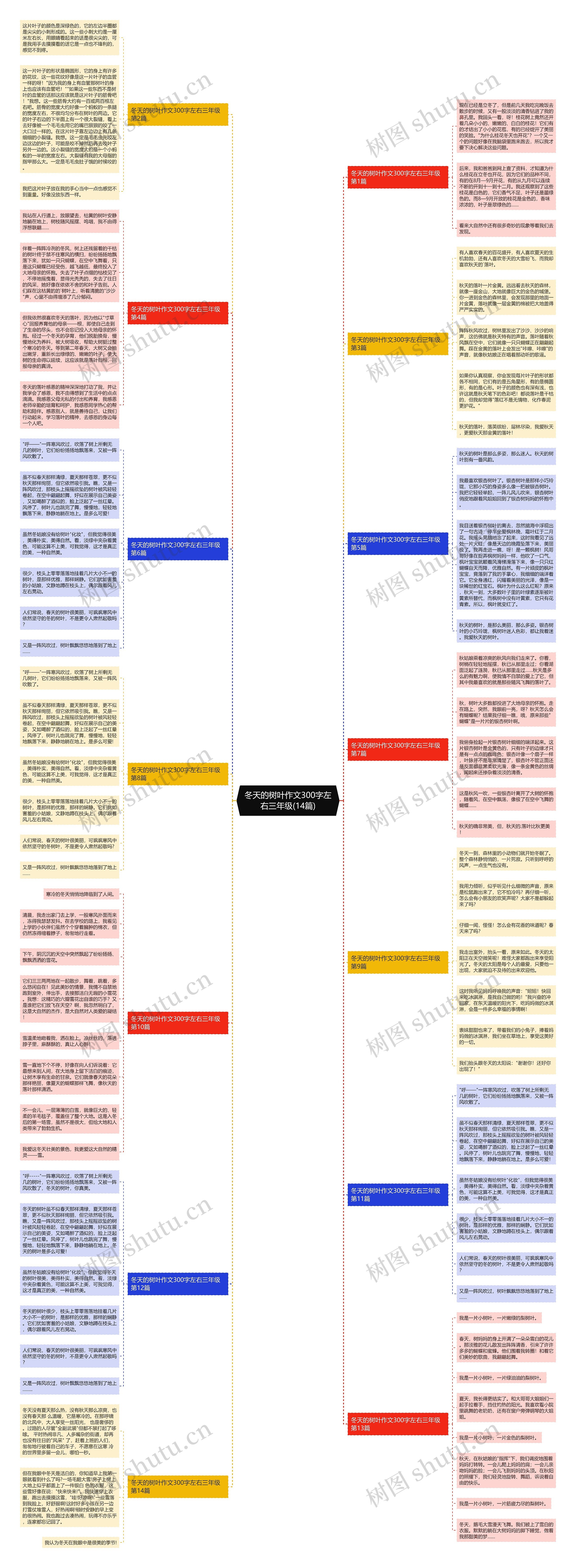 冬天的树叶作文300字左右三年级(14篇)思维导图