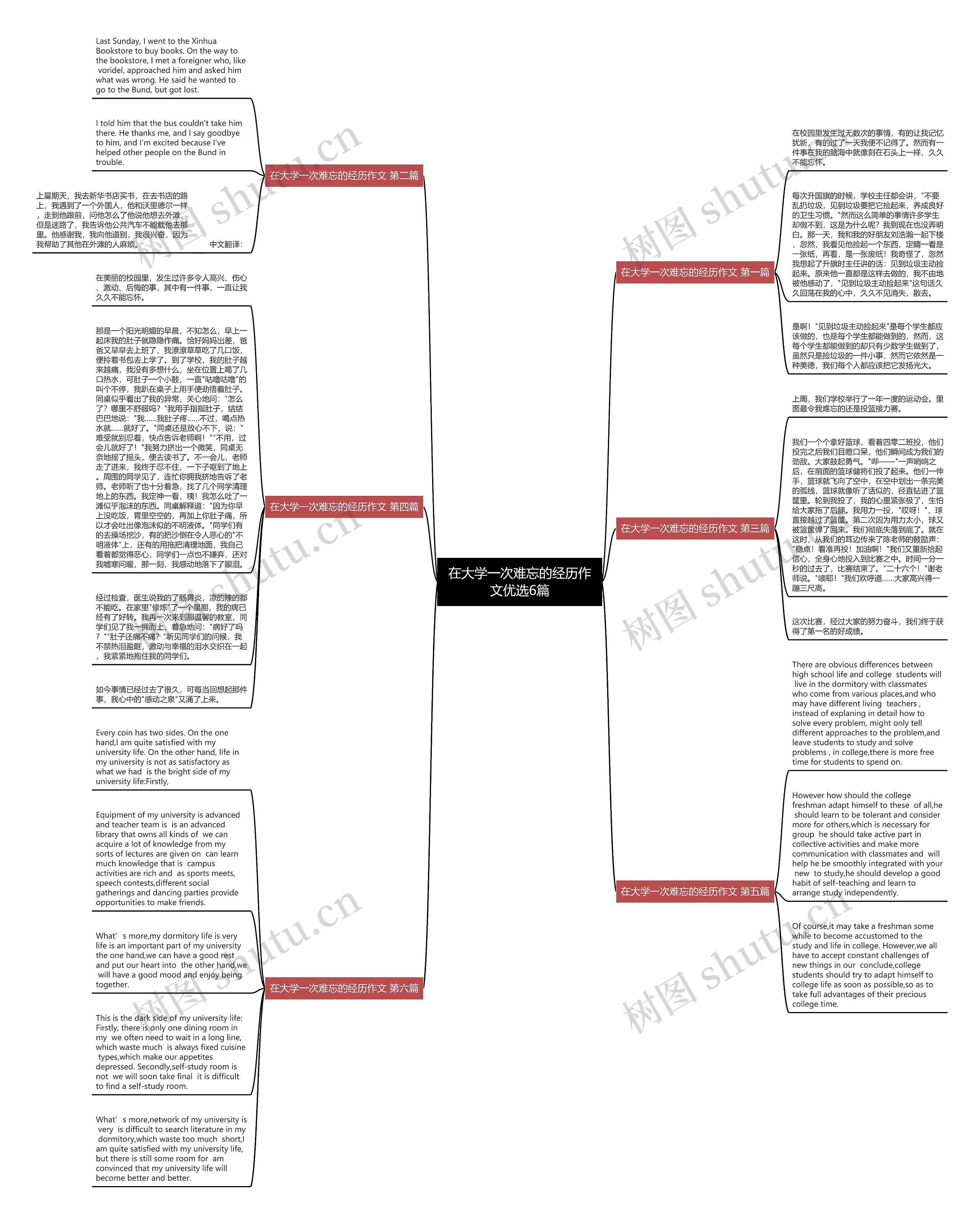 在大学一次难忘的经历作文优选6篇思维导图