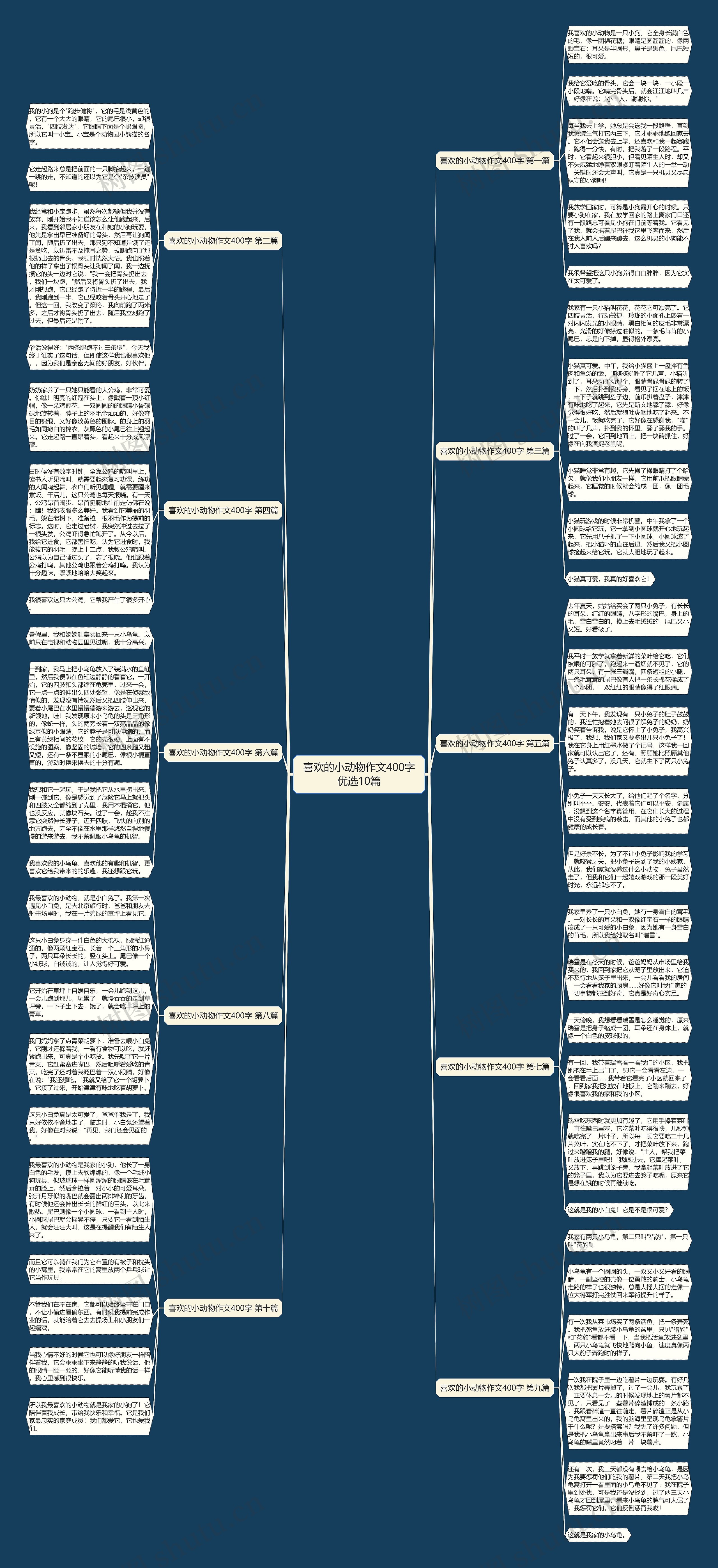 喜欢的小动物作文400字优选10篇思维导图