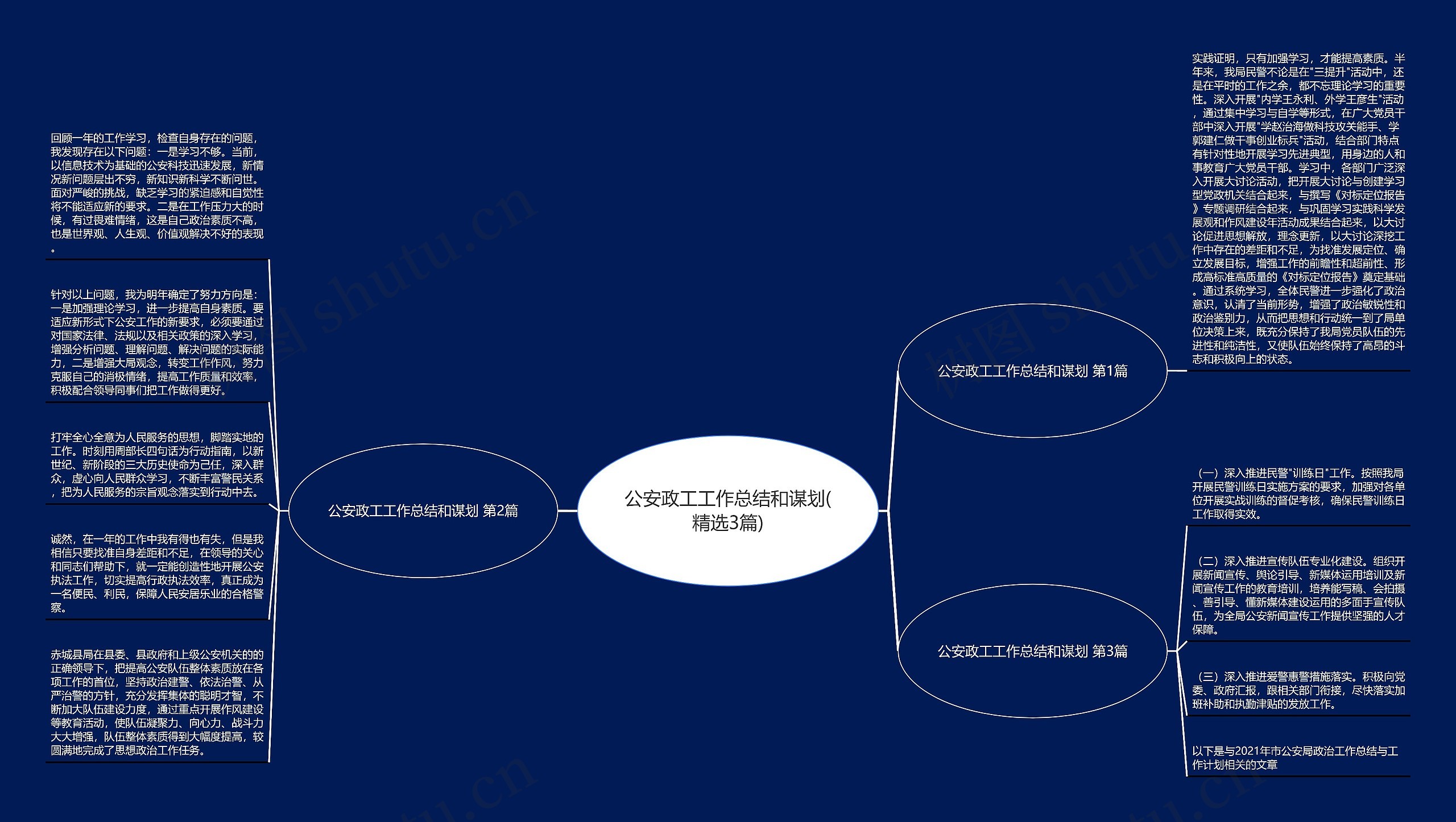 公安政工工作总结和谋划(精选3篇)思维导图