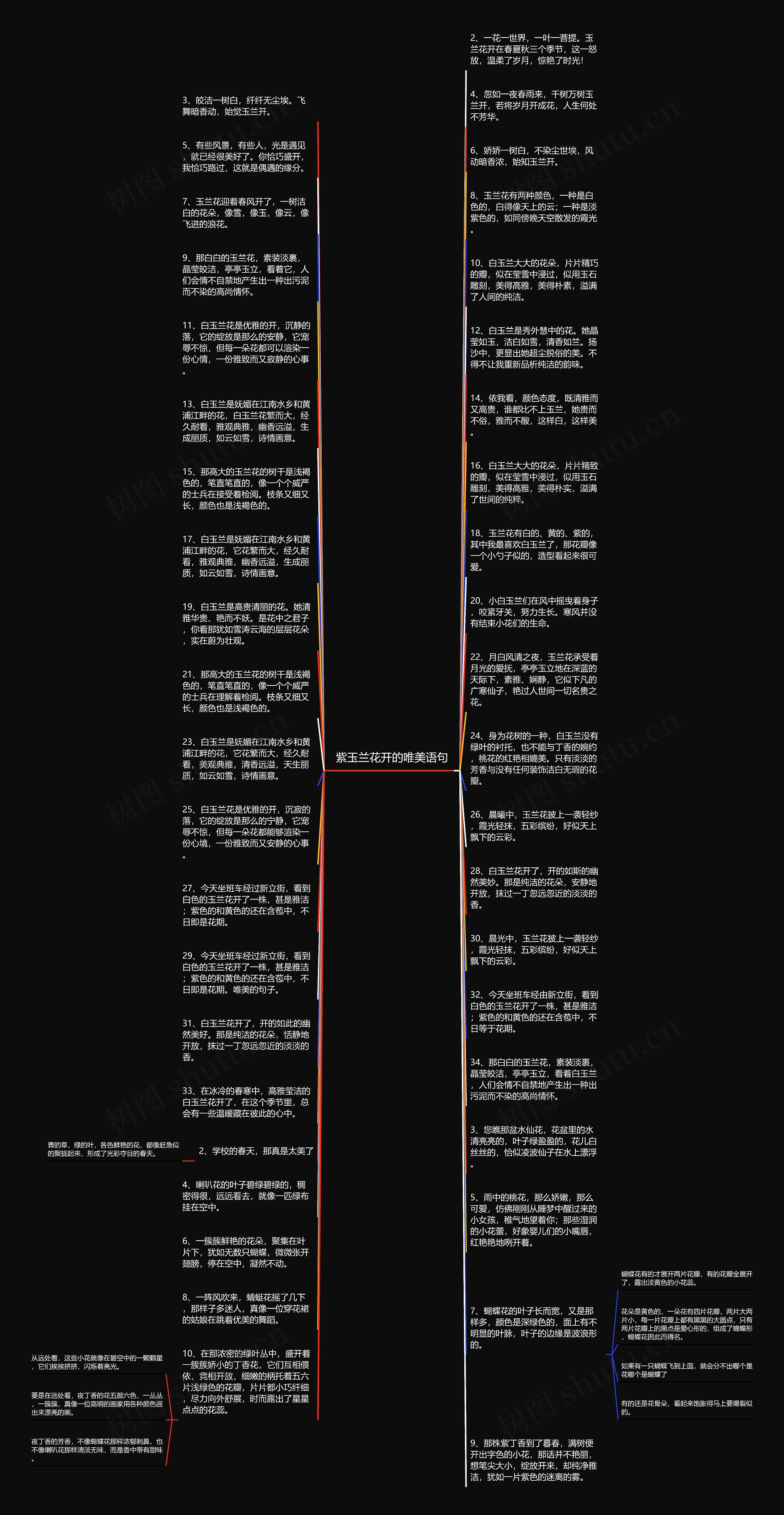 紫玉兰花开的唯美语句思维导图