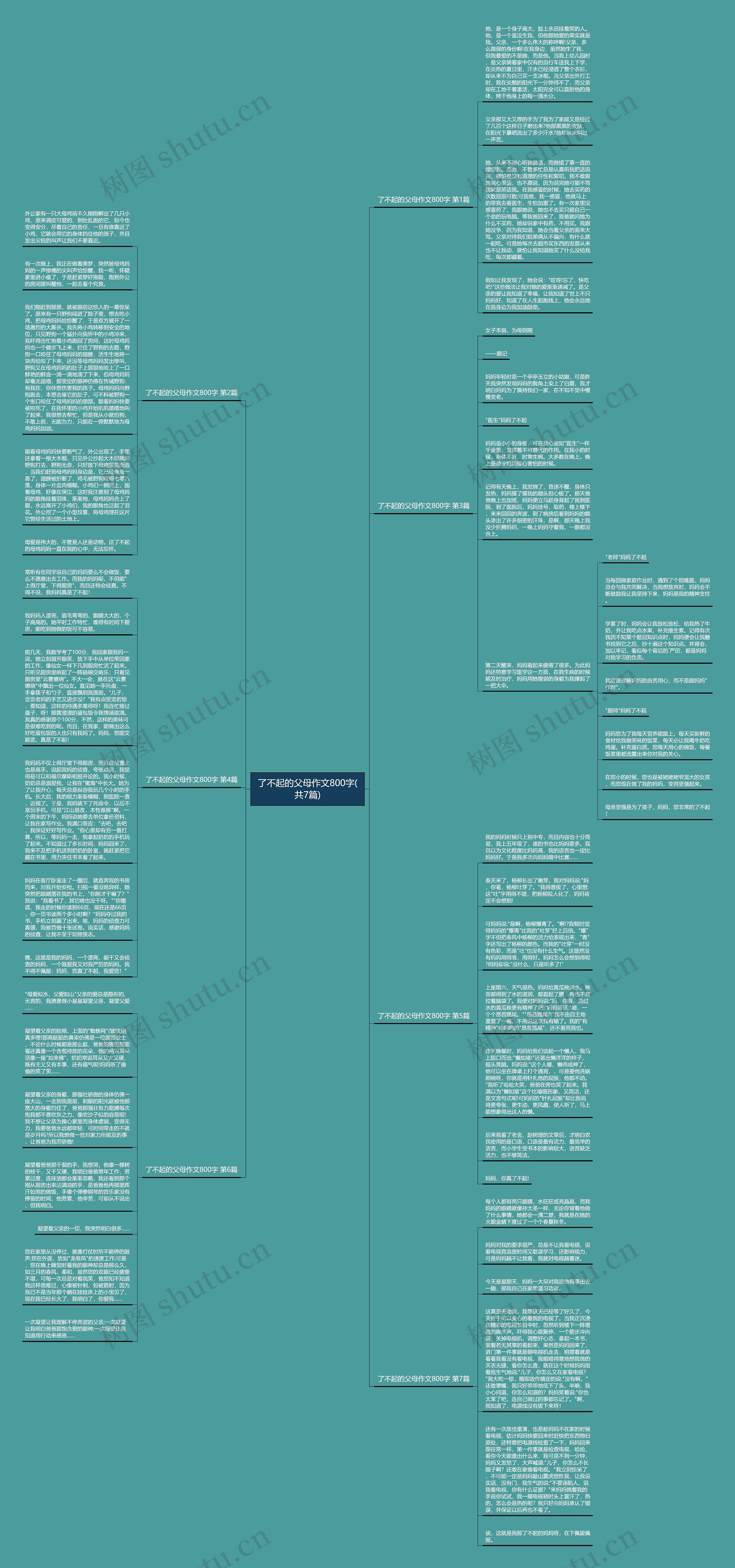 了不起的父母作文800字(共7篇)思维导图