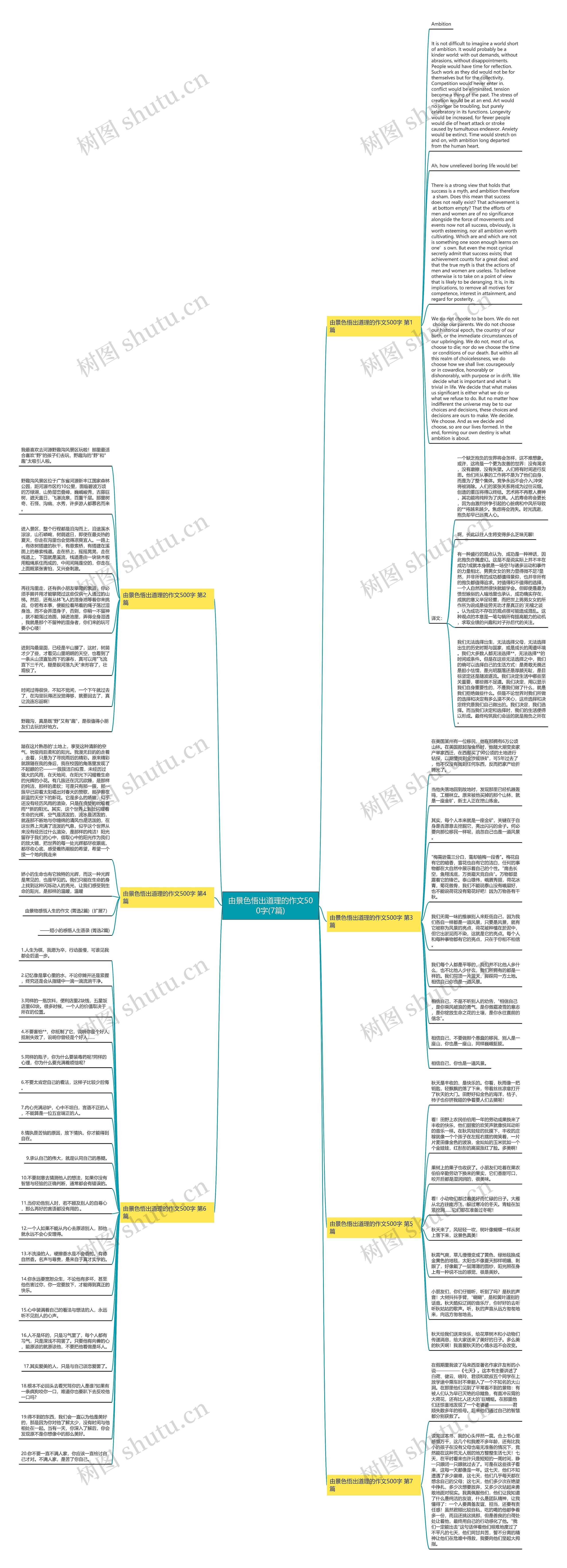 由景色悟出道理的作文500字(7篇)思维导图