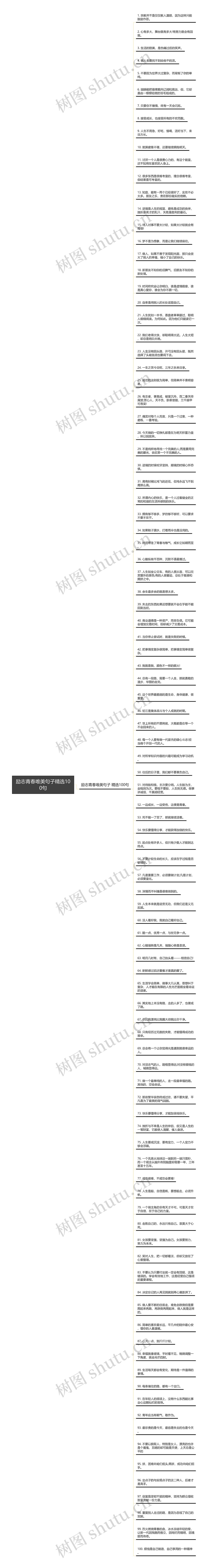 励志青春唯美句子精选100句思维导图