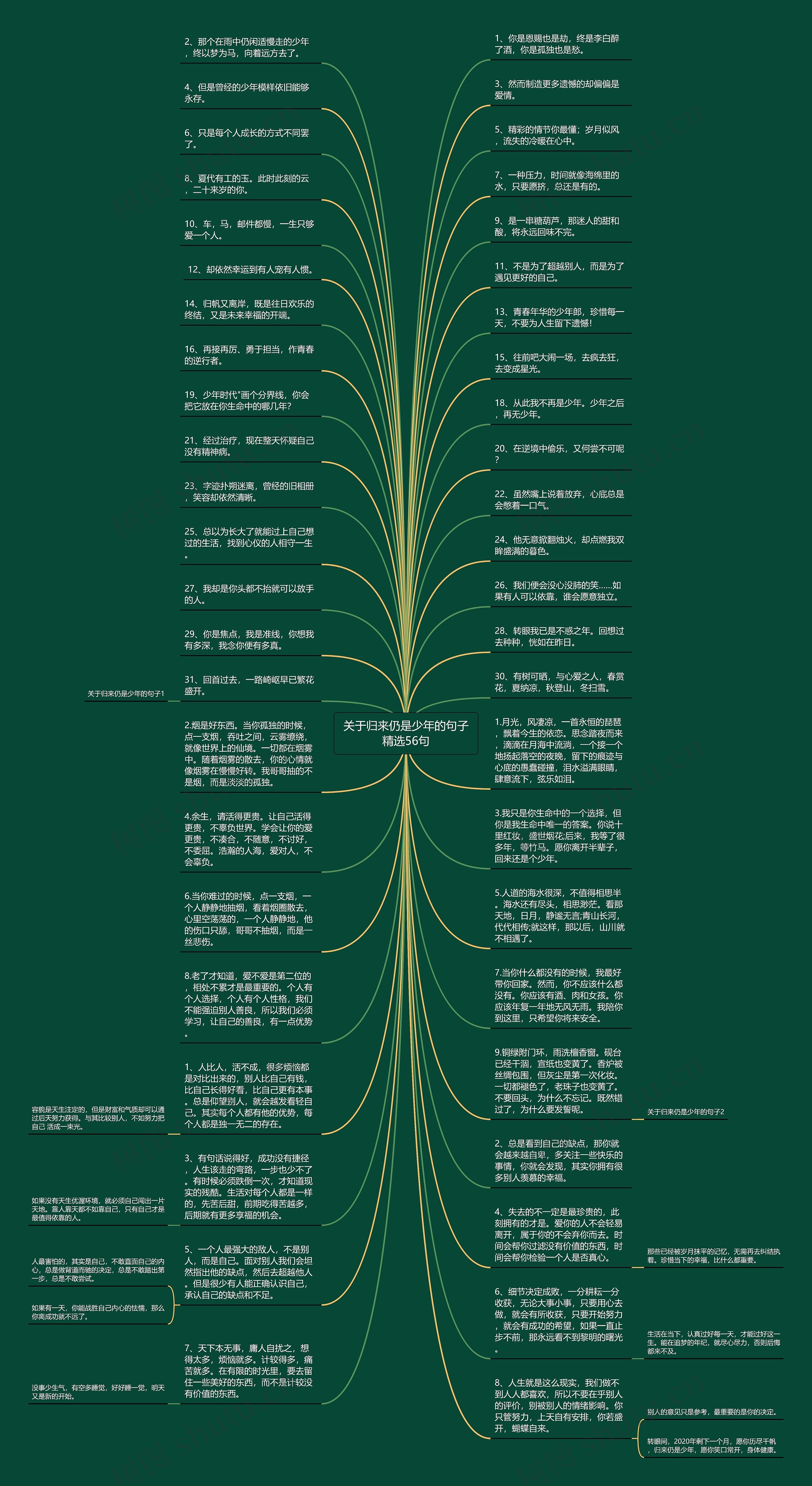 关于归来仍是少年的句子精选56句思维导图