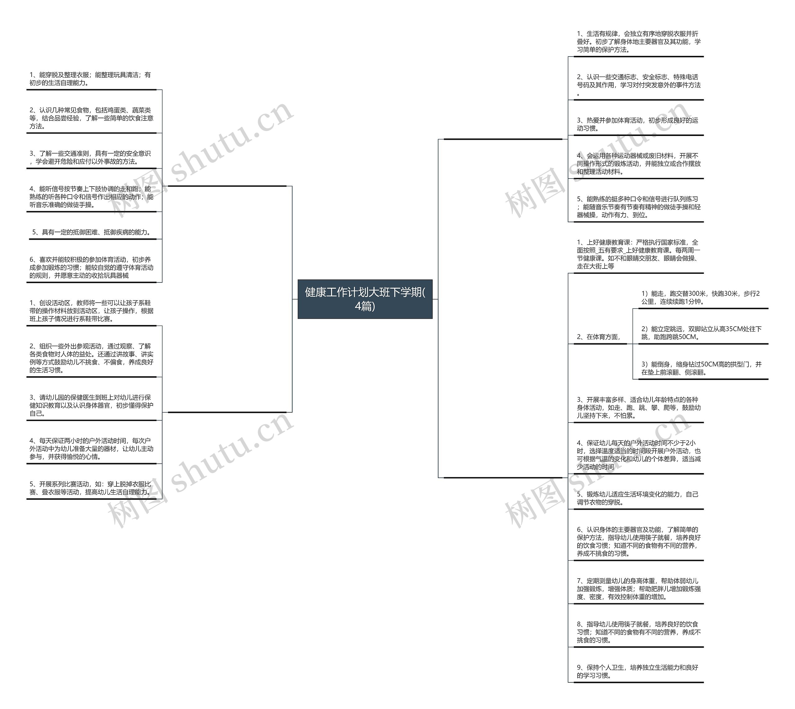 健康工作计划大班下学期(4篇)思维导图