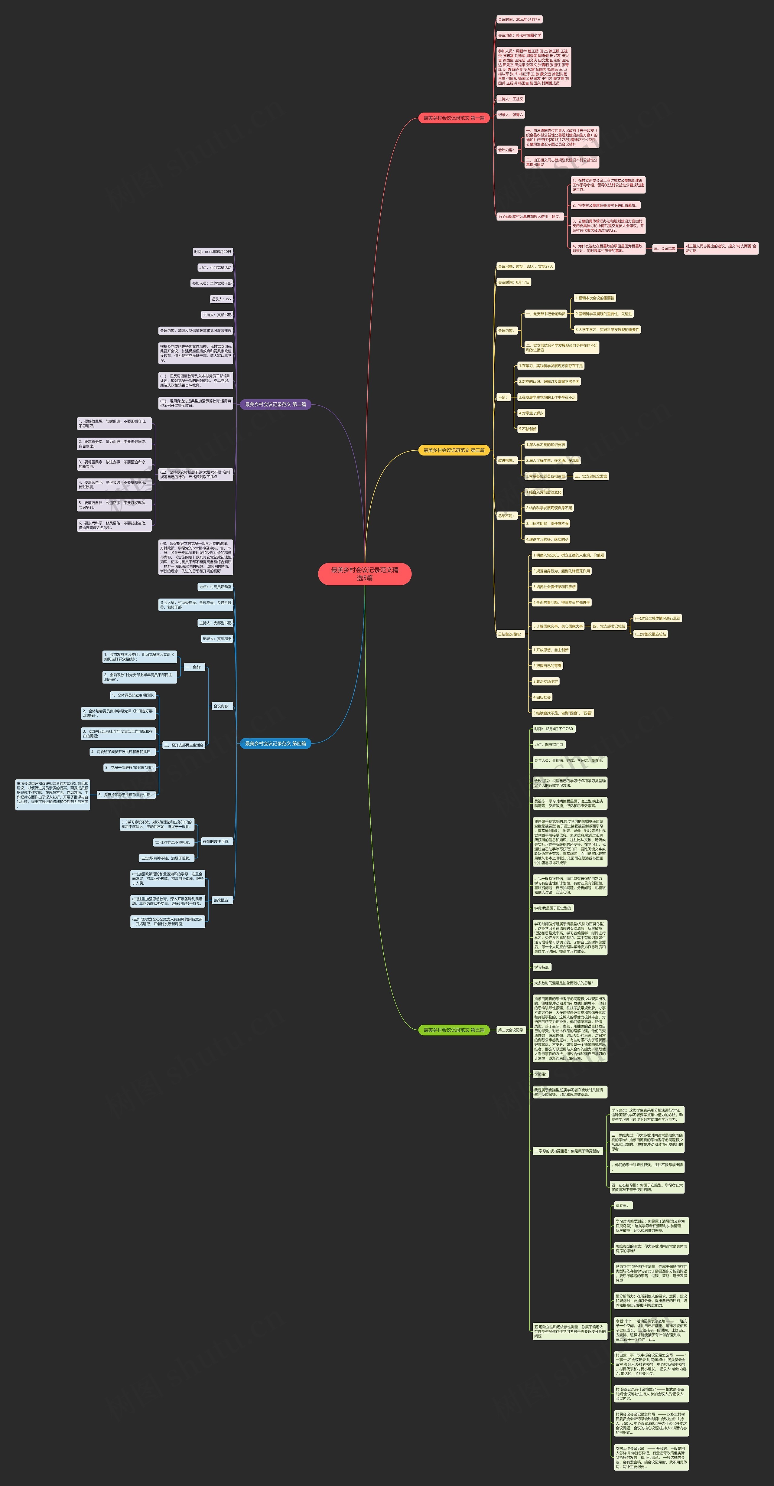 最美乡村会议记录范文精选5篇思维导图