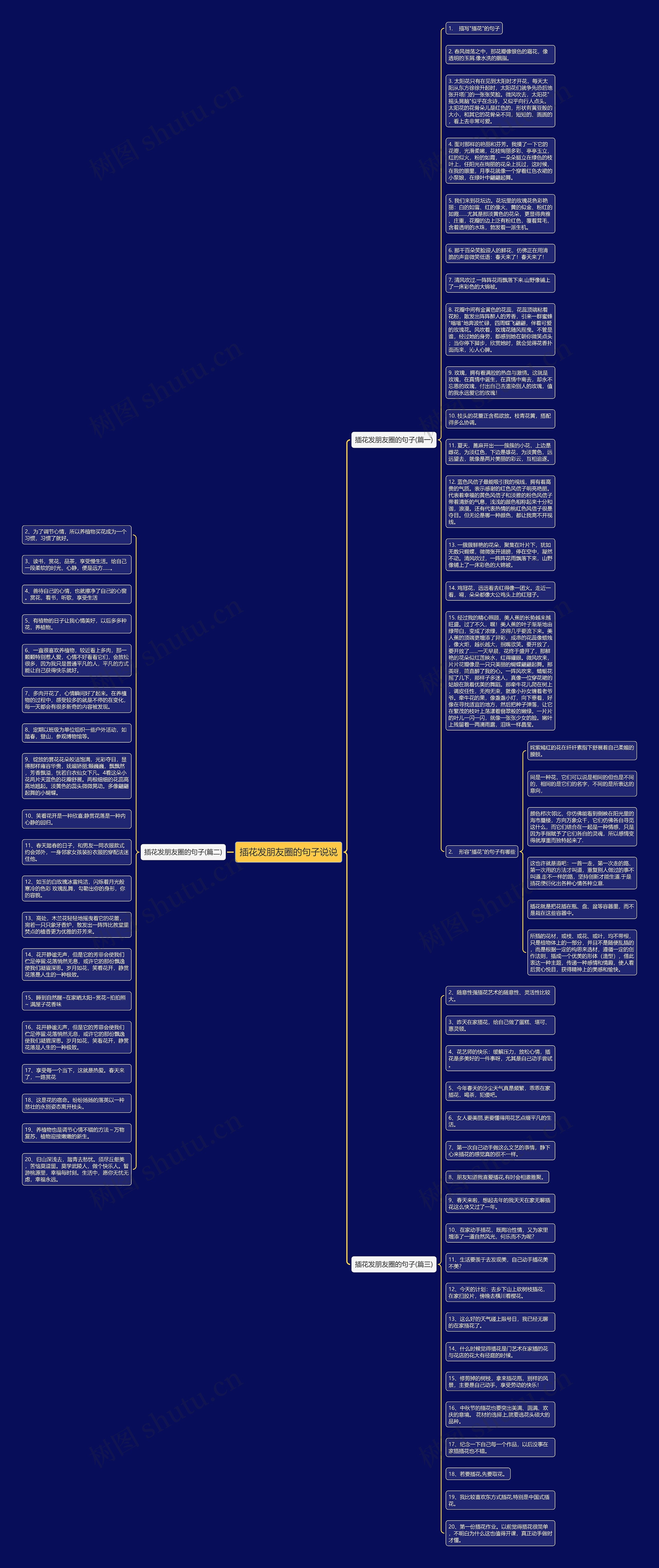 插花发朋友圈的句子说说思维导图