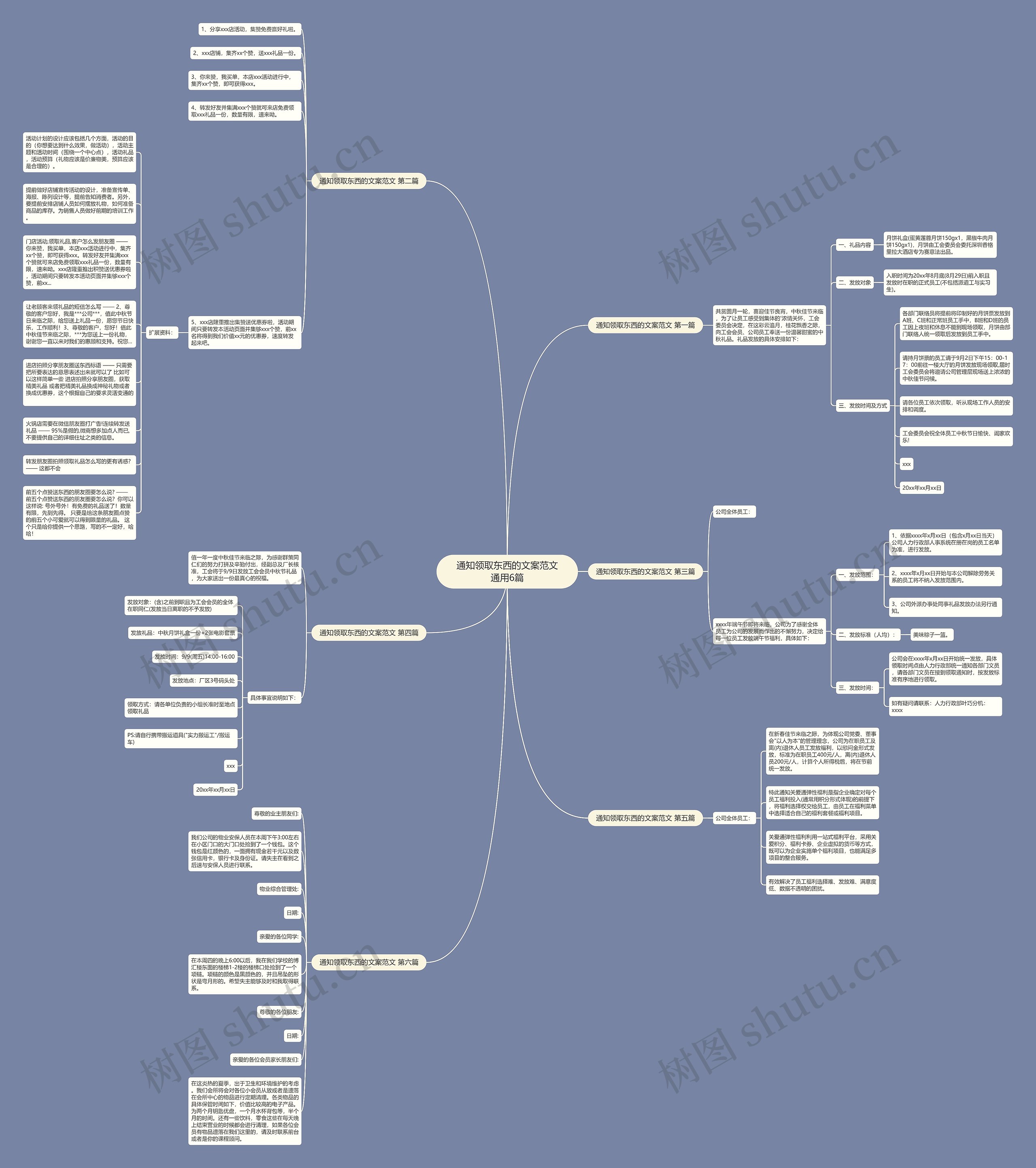通知领取东西的文案范文通用6篇思维导图