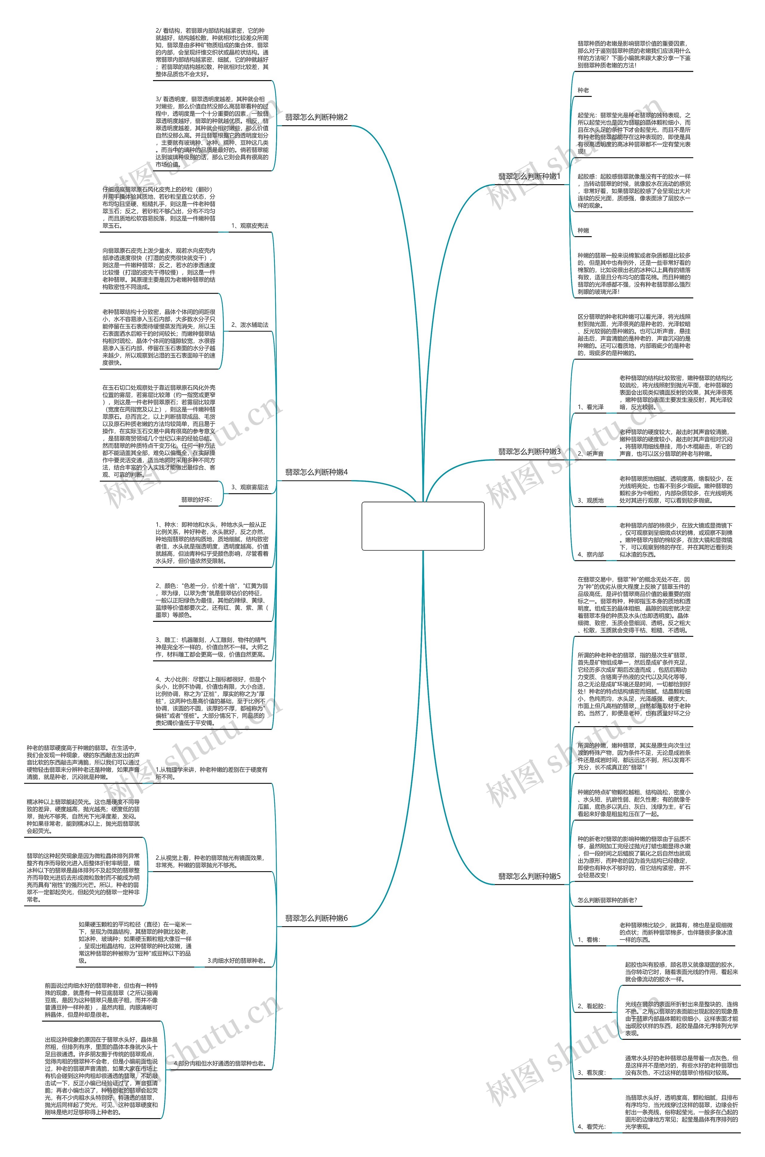 怎么分辨翡翠种老种嫩？分享6个鉴别翡翠种质老嫩的方法！思维导图