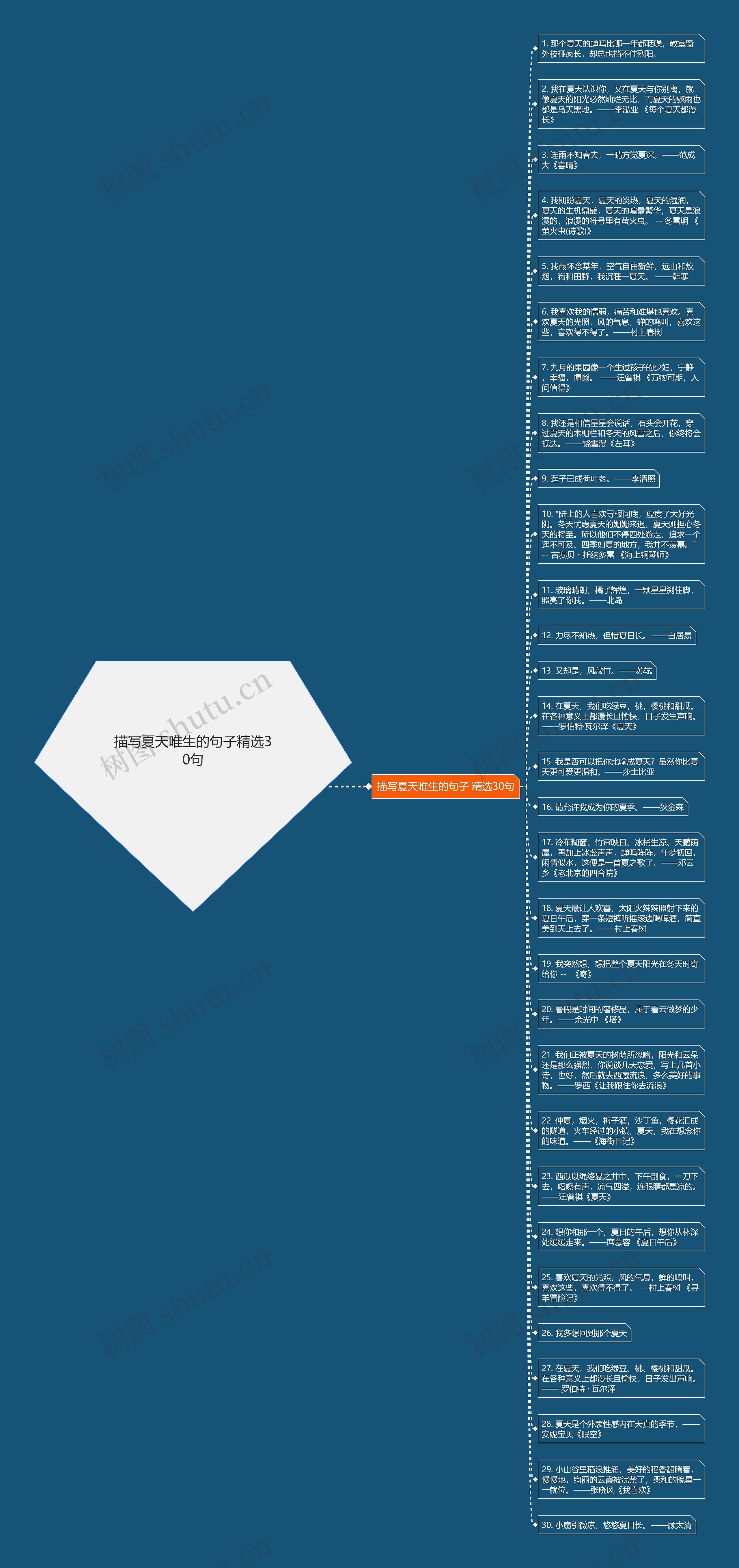 描写夏天唯生的句子精选30句思维导图