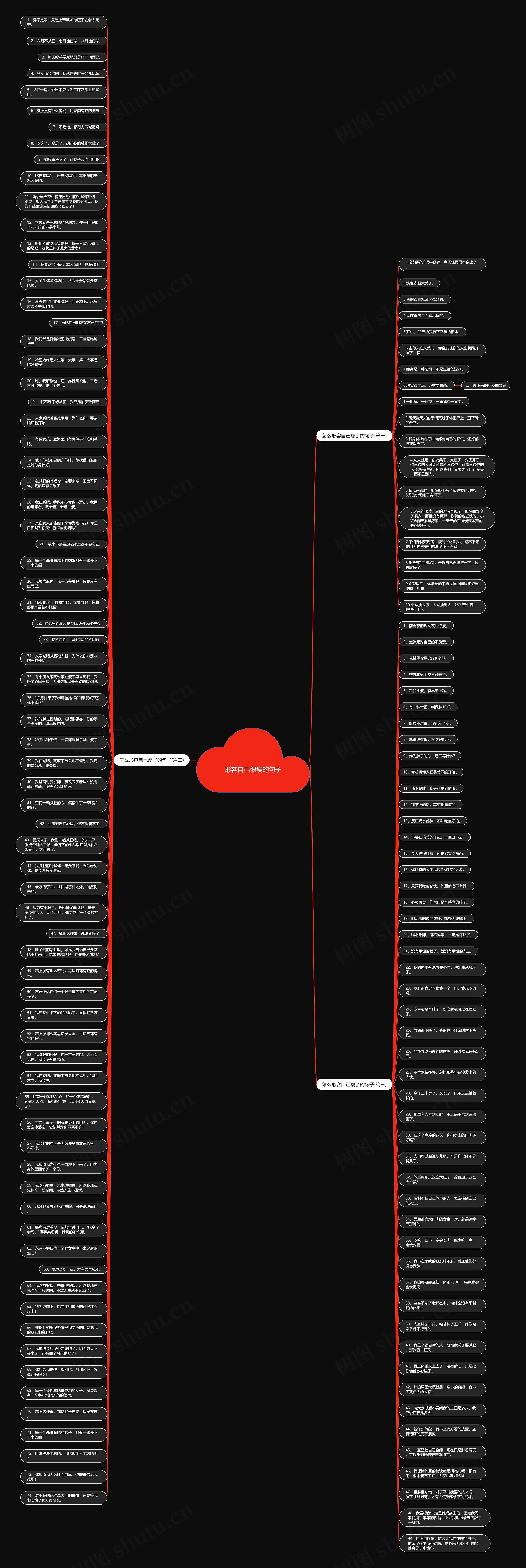 形容自己很瘦的句子思维导图