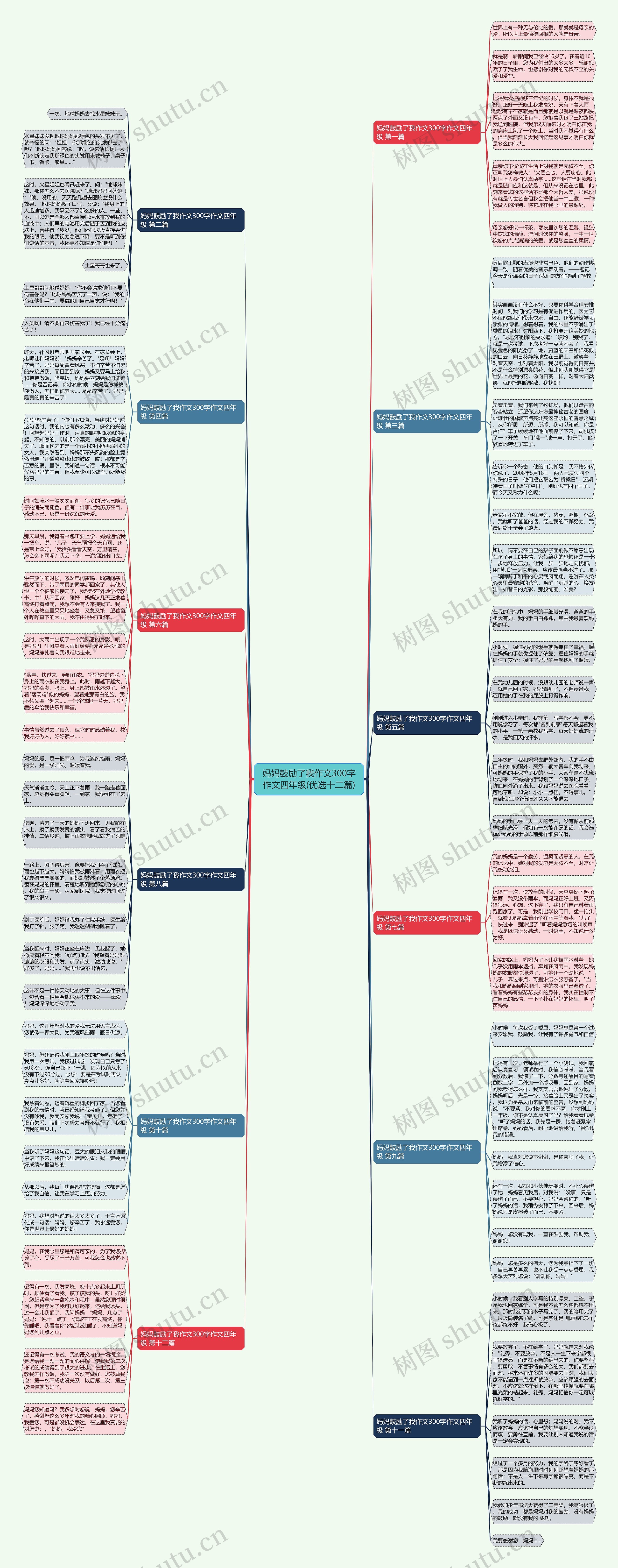 妈妈鼓励了我作文300字作文四年级(优选十二篇)思维导图