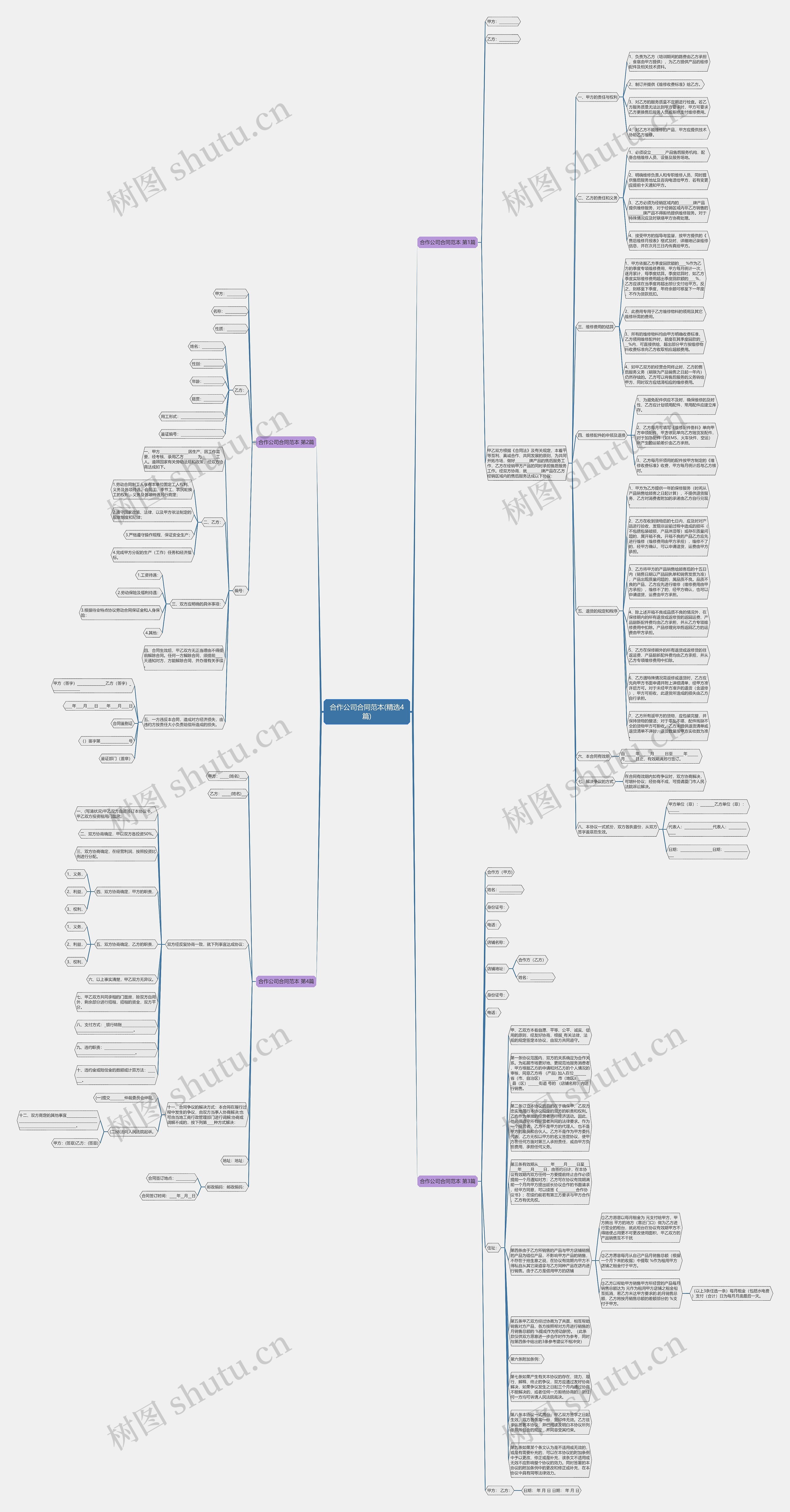 合作公司合同范本(精选4篇)思维导图