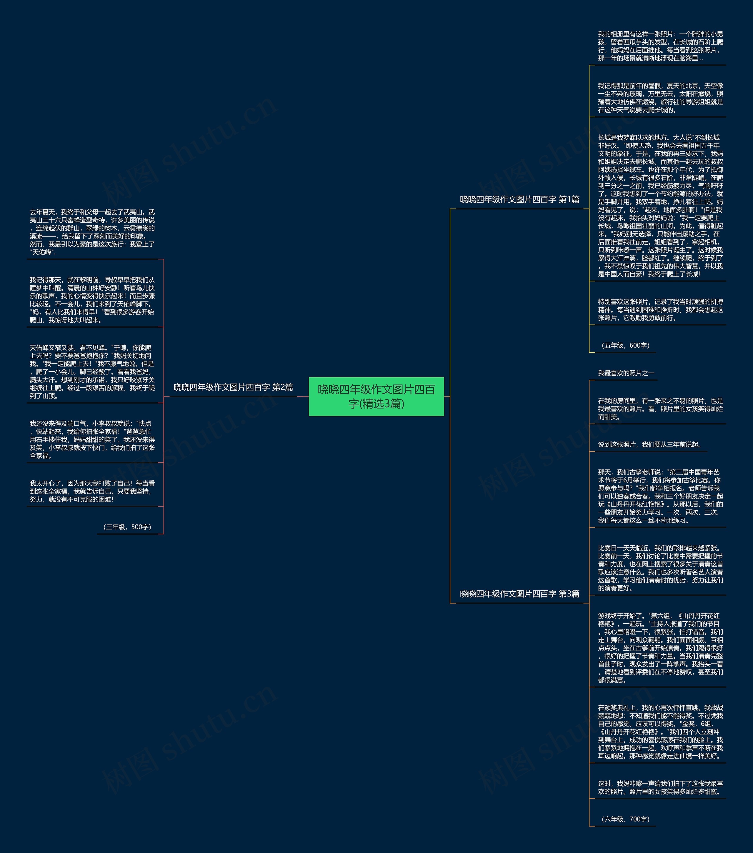晓晓四年级作文图片四百字(精选3篇)思维导图