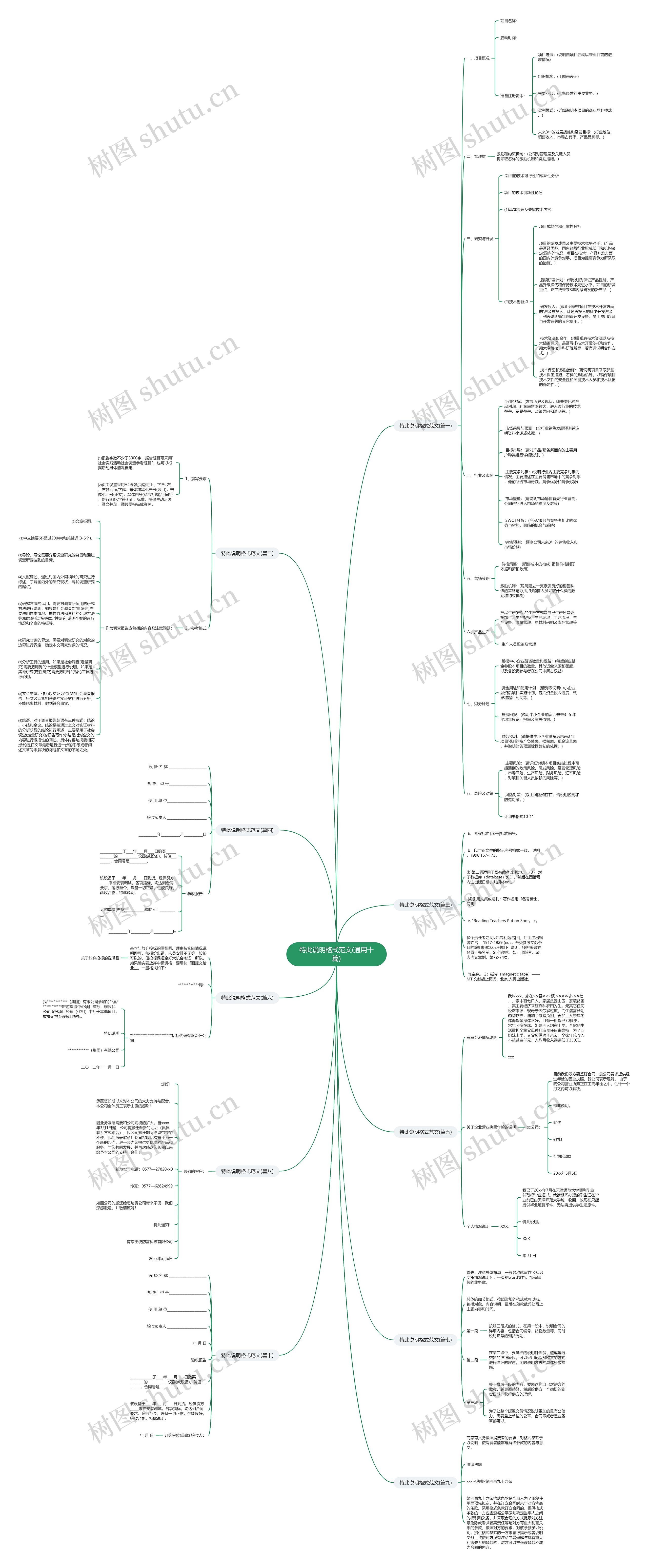 特此说明格式范文(通用十篇)思维导图