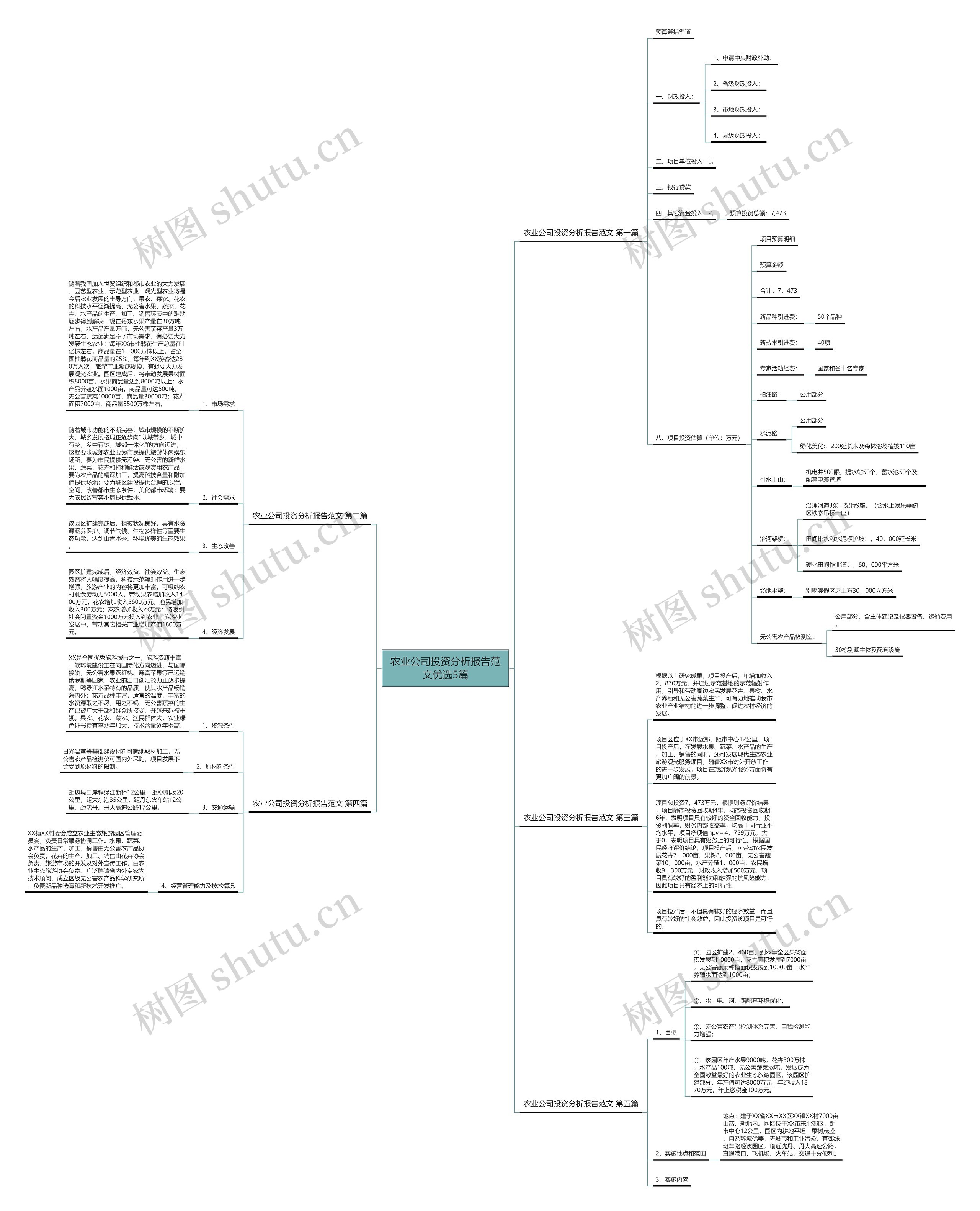 农业公司投资分析报告范文优选5篇思维导图