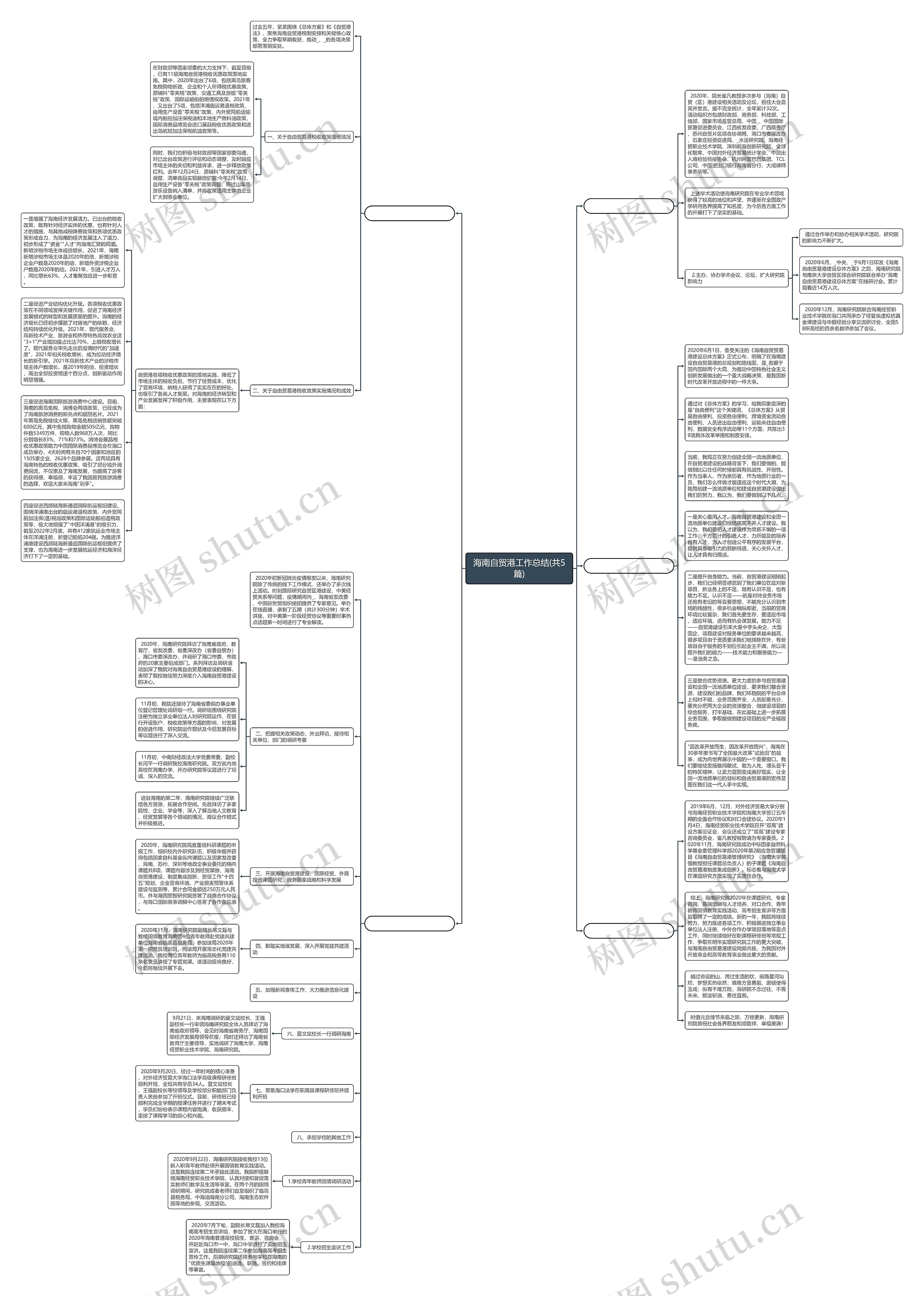 海南自贸港工作总结(共5篇)思维导图