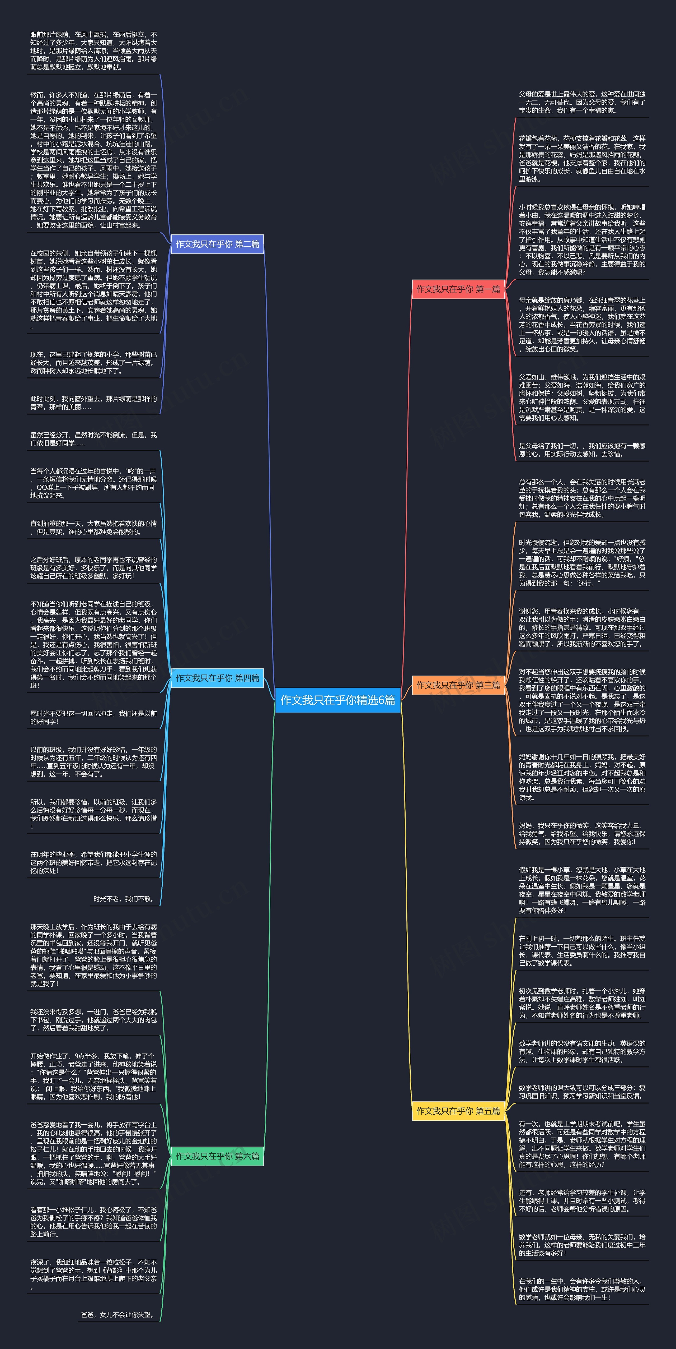 作文我只在乎你精选6篇思维导图