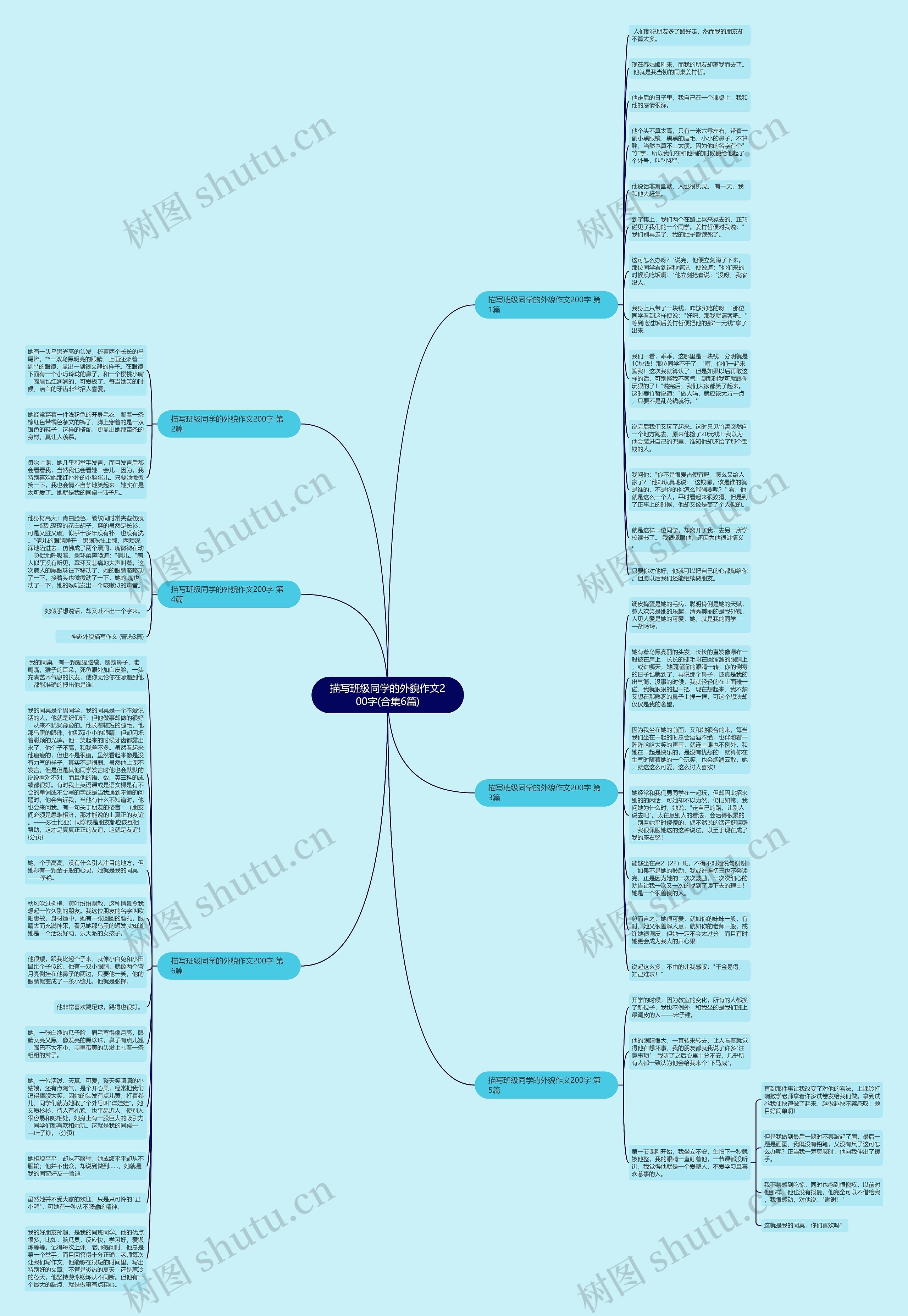 描写班级同学的外貌作文200字(合集6篇)思维导图
